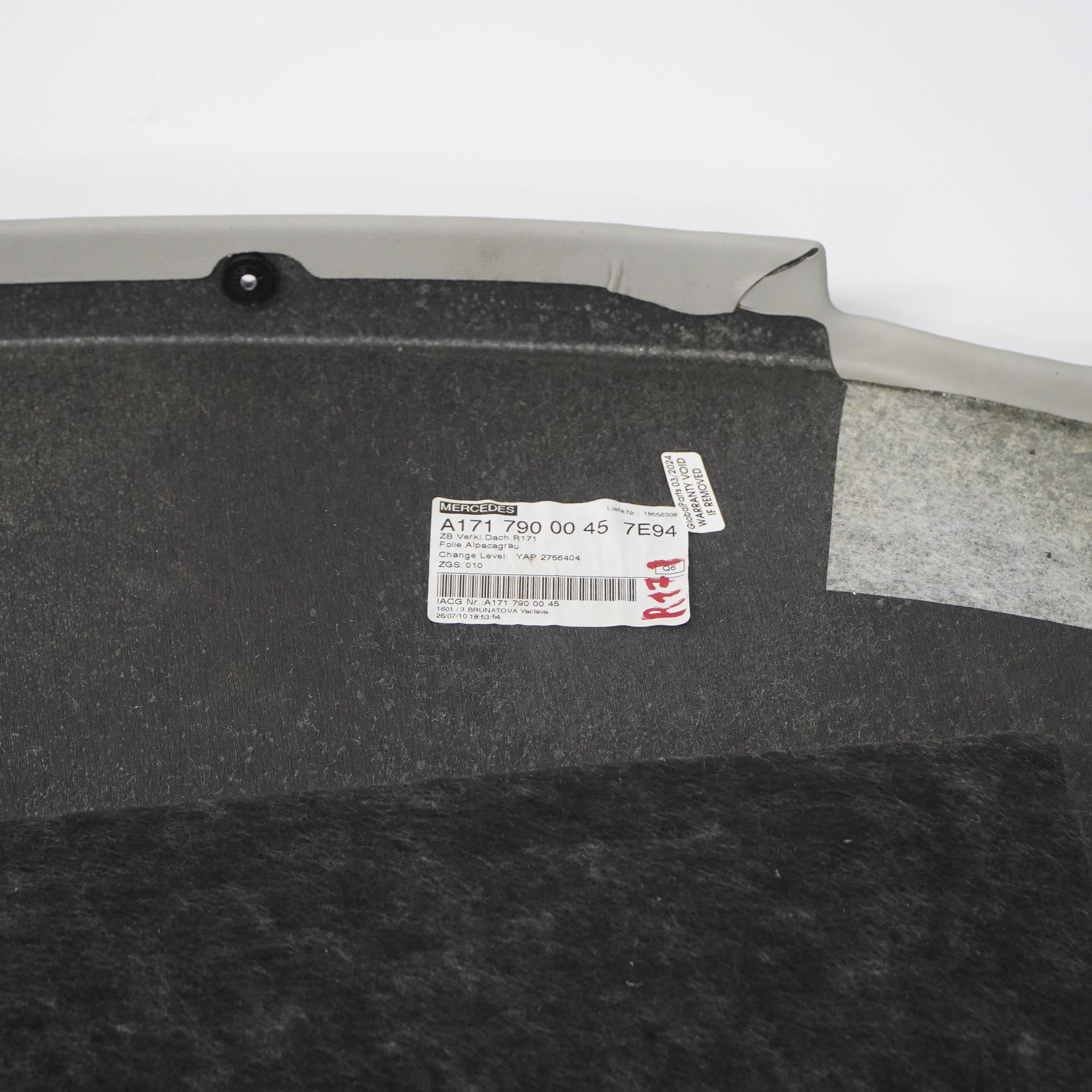 Roof Headlining Mercedes SLK R171 Interior Folding Top Trim Grey A1717900045