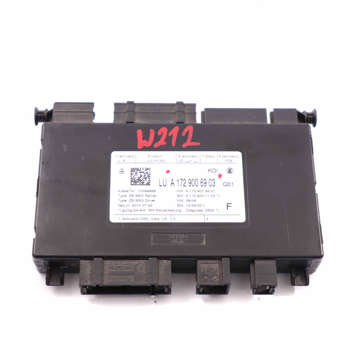 Seat Module Mercedes W204 W212 Control Unit Front Left Right N/O/S A1729006903