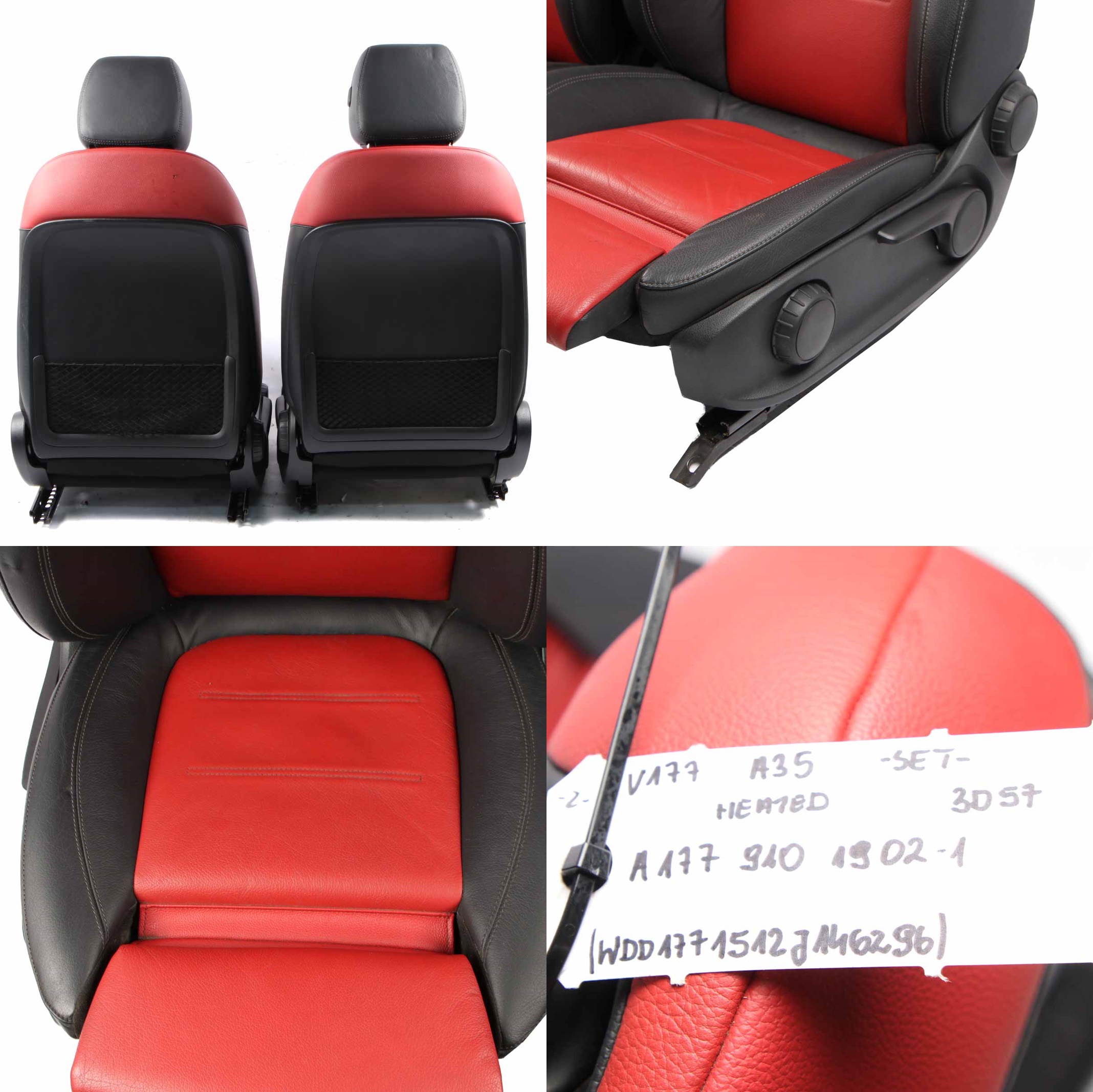 AMG Seats Mercedes V177 A35 Heated Leather Red Black Sport Seat