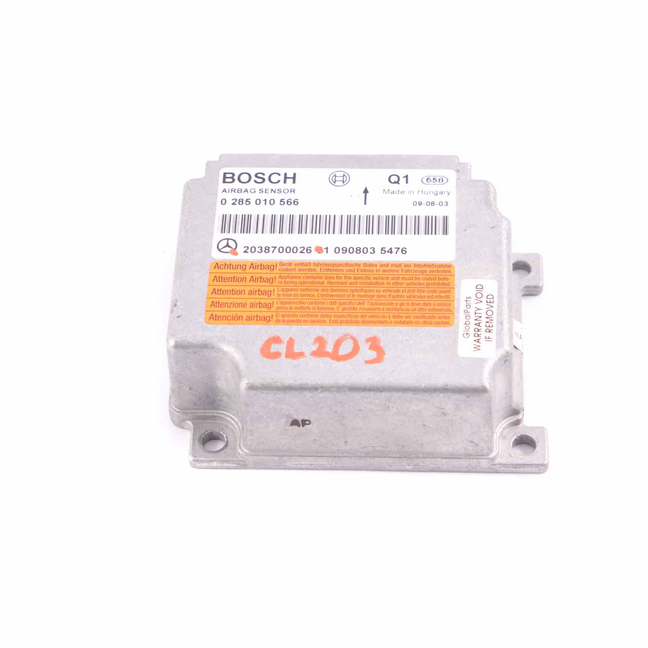 Mercedes W203 ECU Control Unit Crash Impact Sensor Module Airbag A2038700026