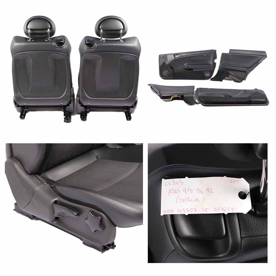 Seats Mercedes CL203 Coupe Fabric Leather ARTICO Black Interior Front Rear Seat