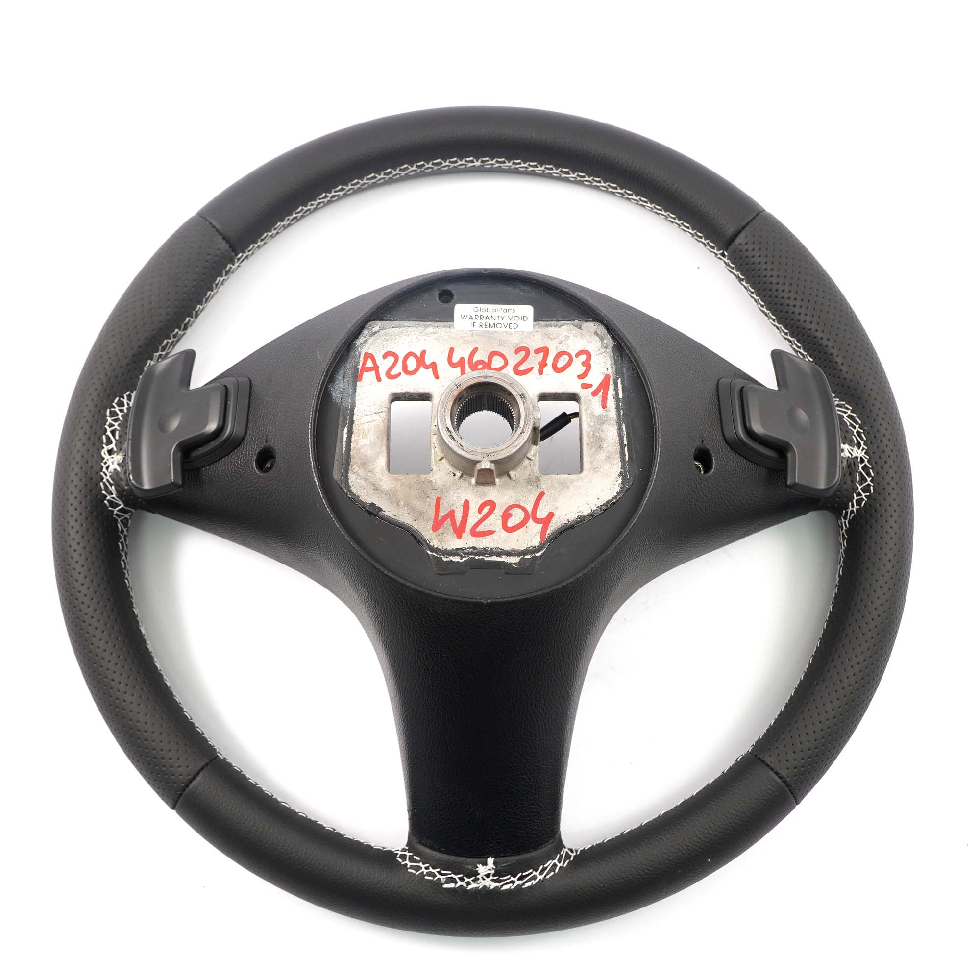 Mercedes W204 NEW Black Leather Sport Steering Wheel Paddle Shift White Threads