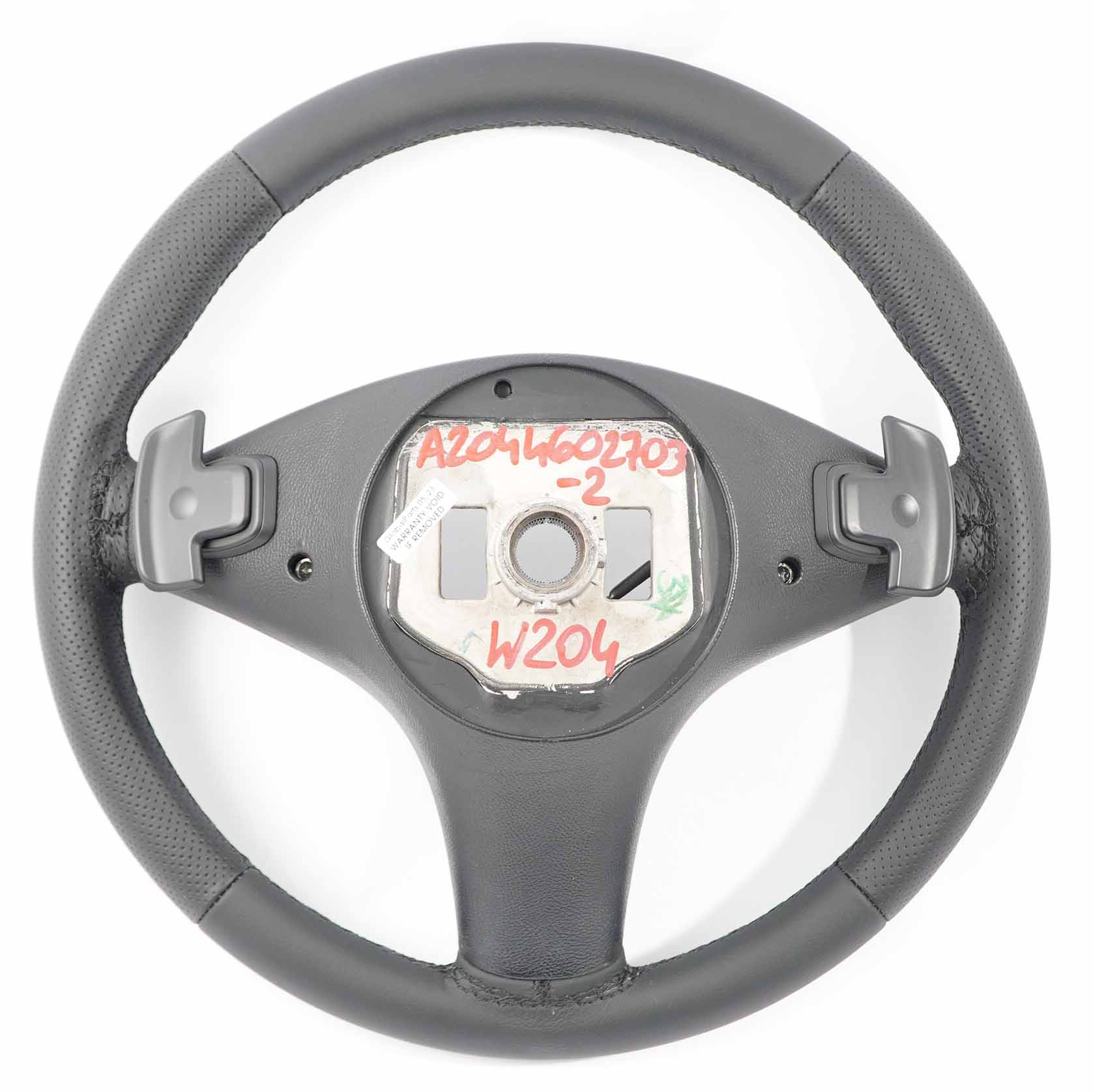 Mercedes W204 NEW Black Leather Sport Steering Wheel Paddle Shift Black Threads