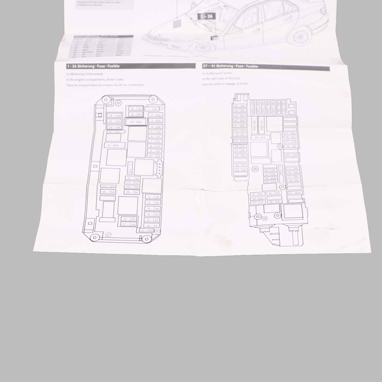 Mercedes W204 Fuse Box Grouping Fuse Placement Map Card Diagram A2045842982