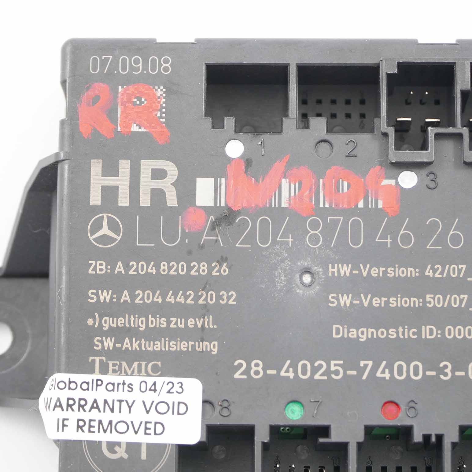 Door Module Mercedes W204 Rear Right O/S Control Unit Module A2048704626