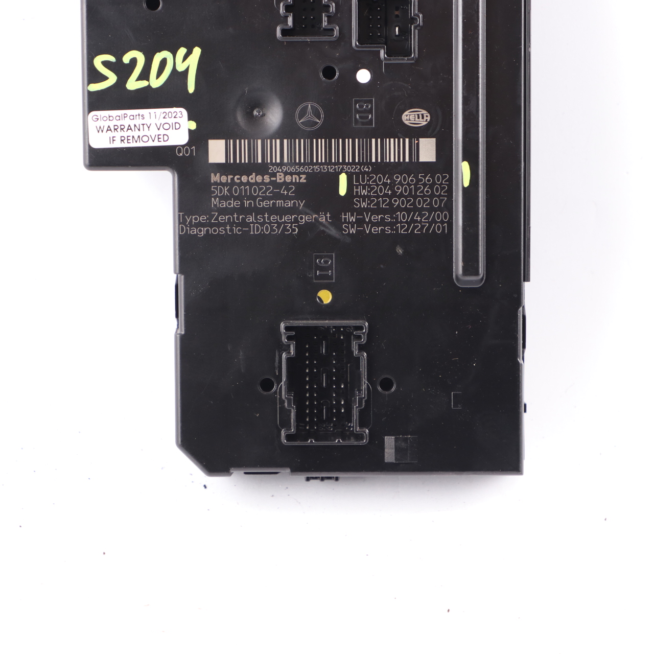 Mercedes S204 Rear Trunk SAM Central Electric Base Control Module A2049065602