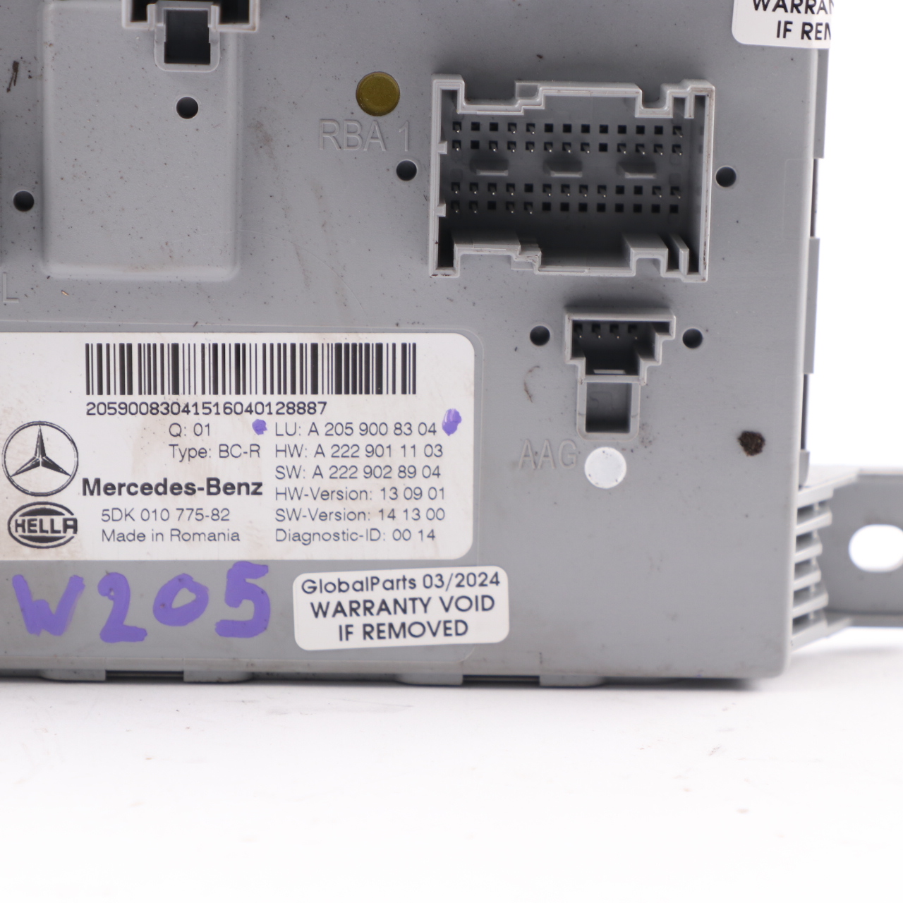 Mercedes W205 SAM Module Rear Body Comfort Control Unit ECU A2059008304