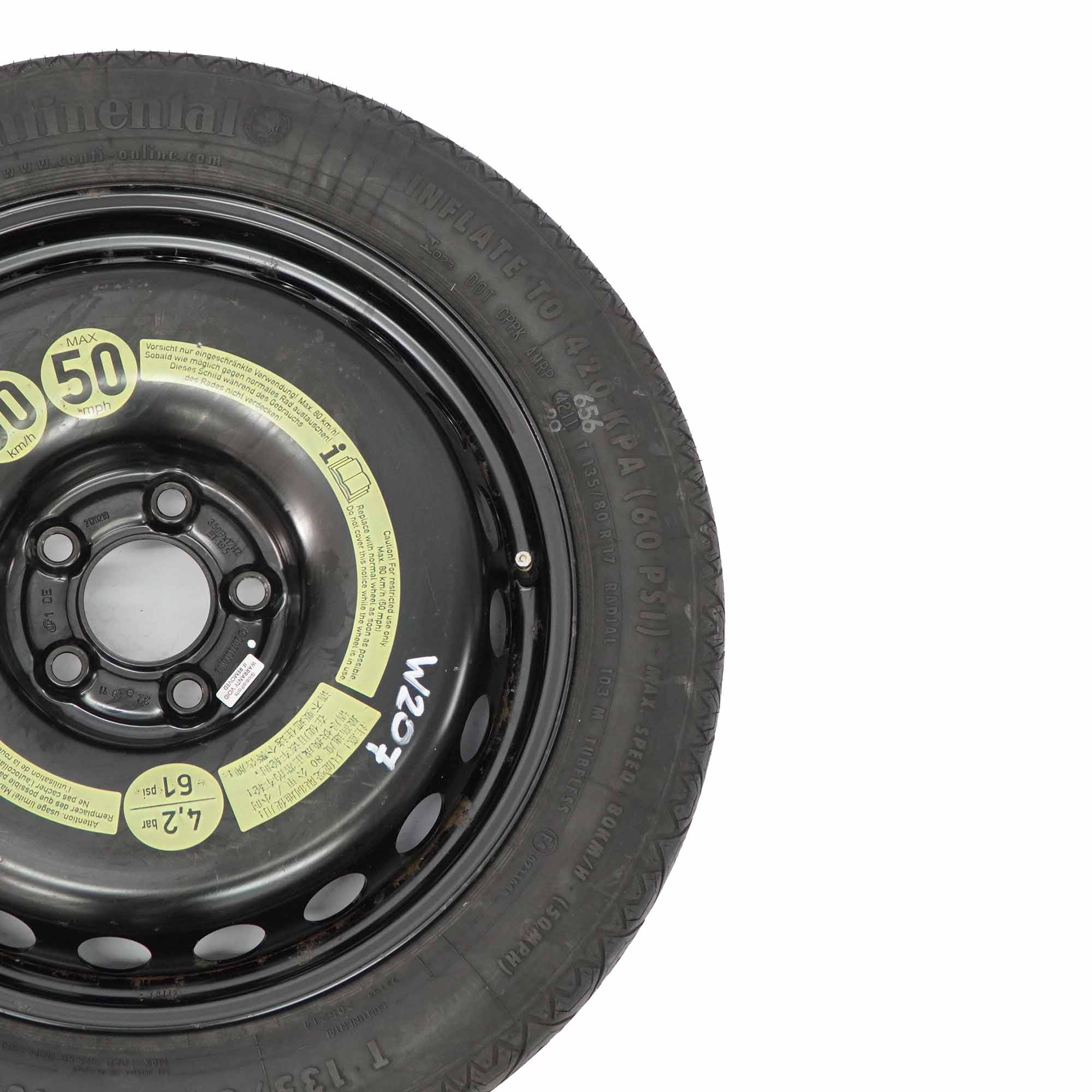 Mercedes W204 W207 Spare Wheel Steel Tyre R17 3.5J ET:19,5 135/80 A2074000102