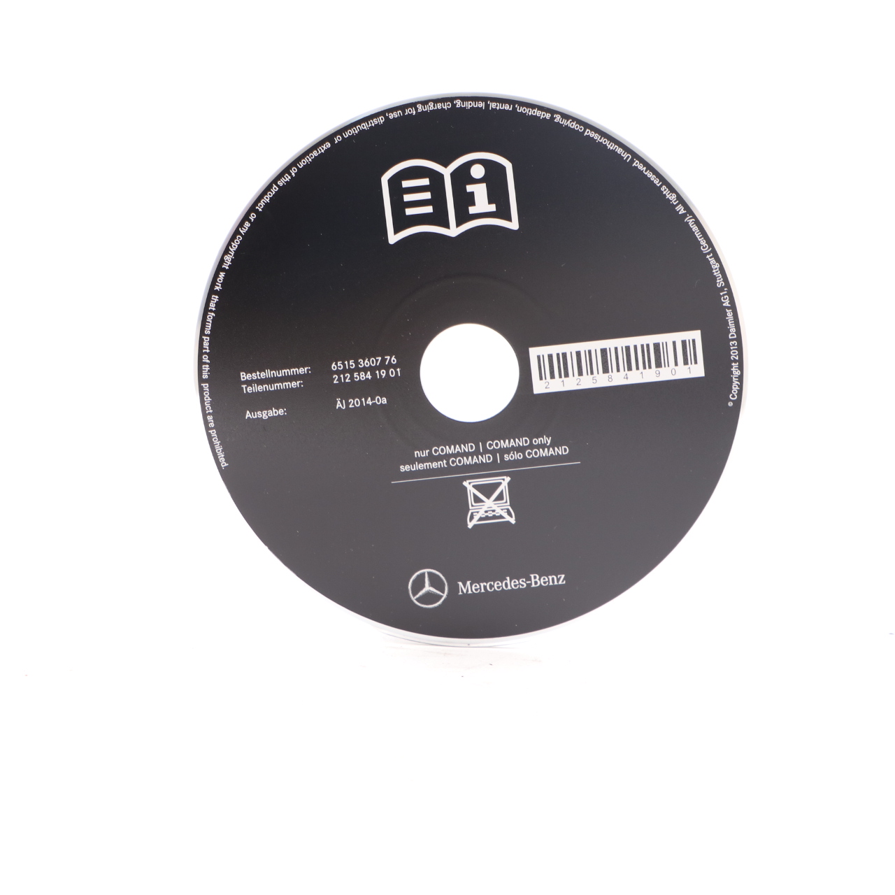 Mercedes W212 Owner's Manual Digital Instruction CD Disc A2125841901