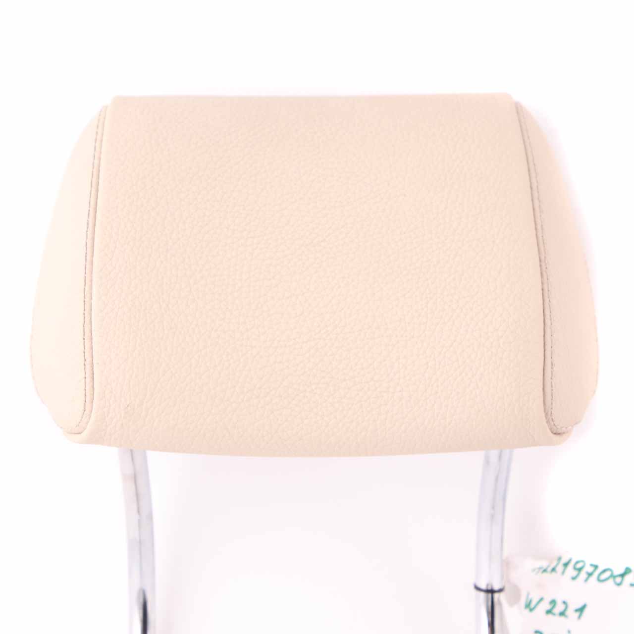 Mercedes W221 Rear Seat Headrest Bench Middle Centre Leather Head Rest Beige