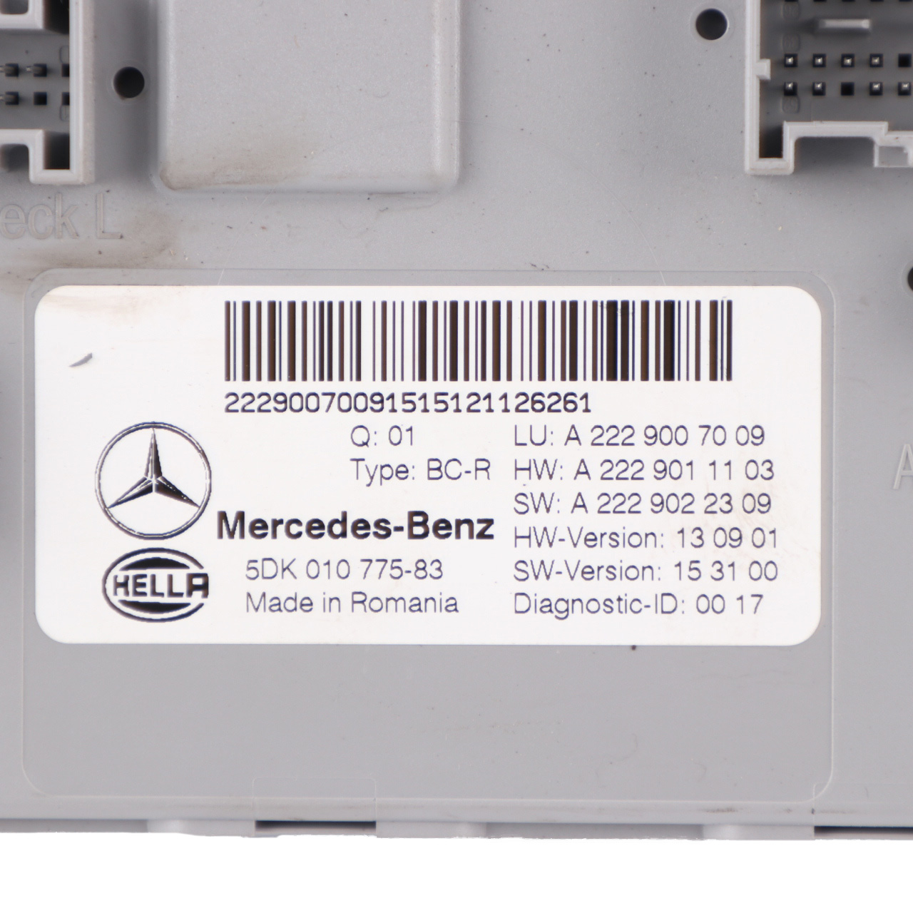 Mercedes W205 SAM Module Rear Comfort Control Unit ECU A2229007009