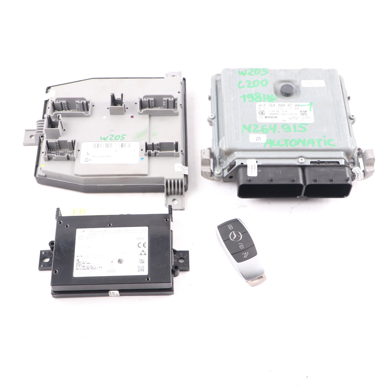 Mercedes W205 C200 264.915 198HP Engine ECU Kit Module A2649000700 Key Automatic