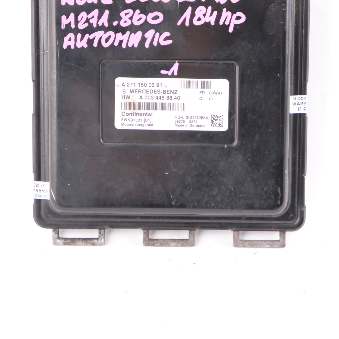 Mercedes W212 E200 BlueEFFICIENCY M271.860 184HP Engine ECU A2711500391