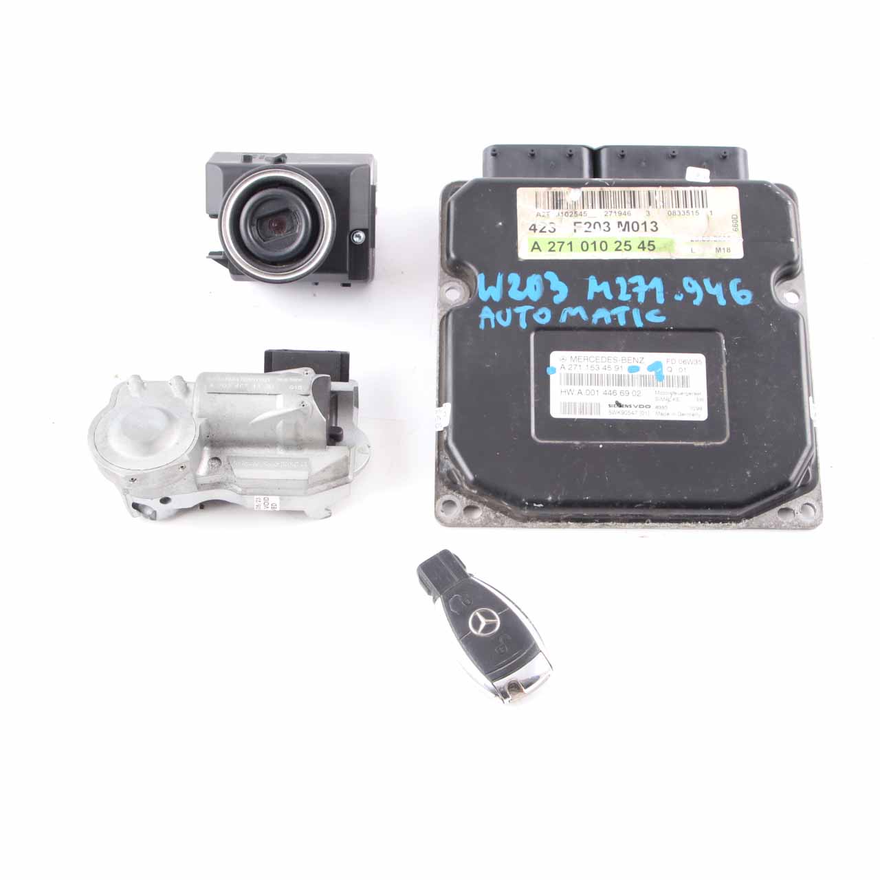 Mercedes W203 C180 Kompressor M271 Engine Module ECU Kit A2711534591 Key Lock