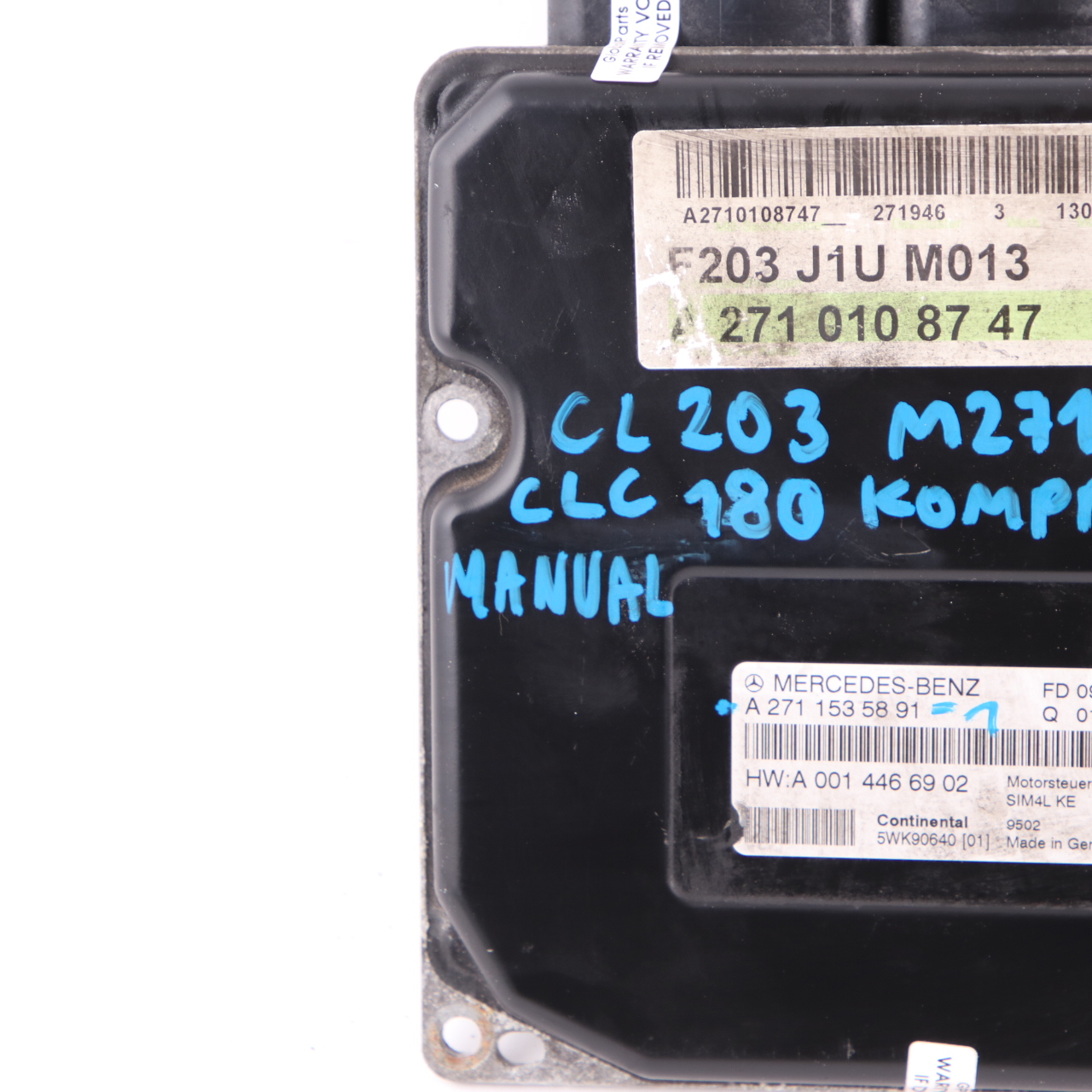 Mercedes CL203 CLC 180K 143HP M271.946 Engine Control ECU A2710108747 Manual