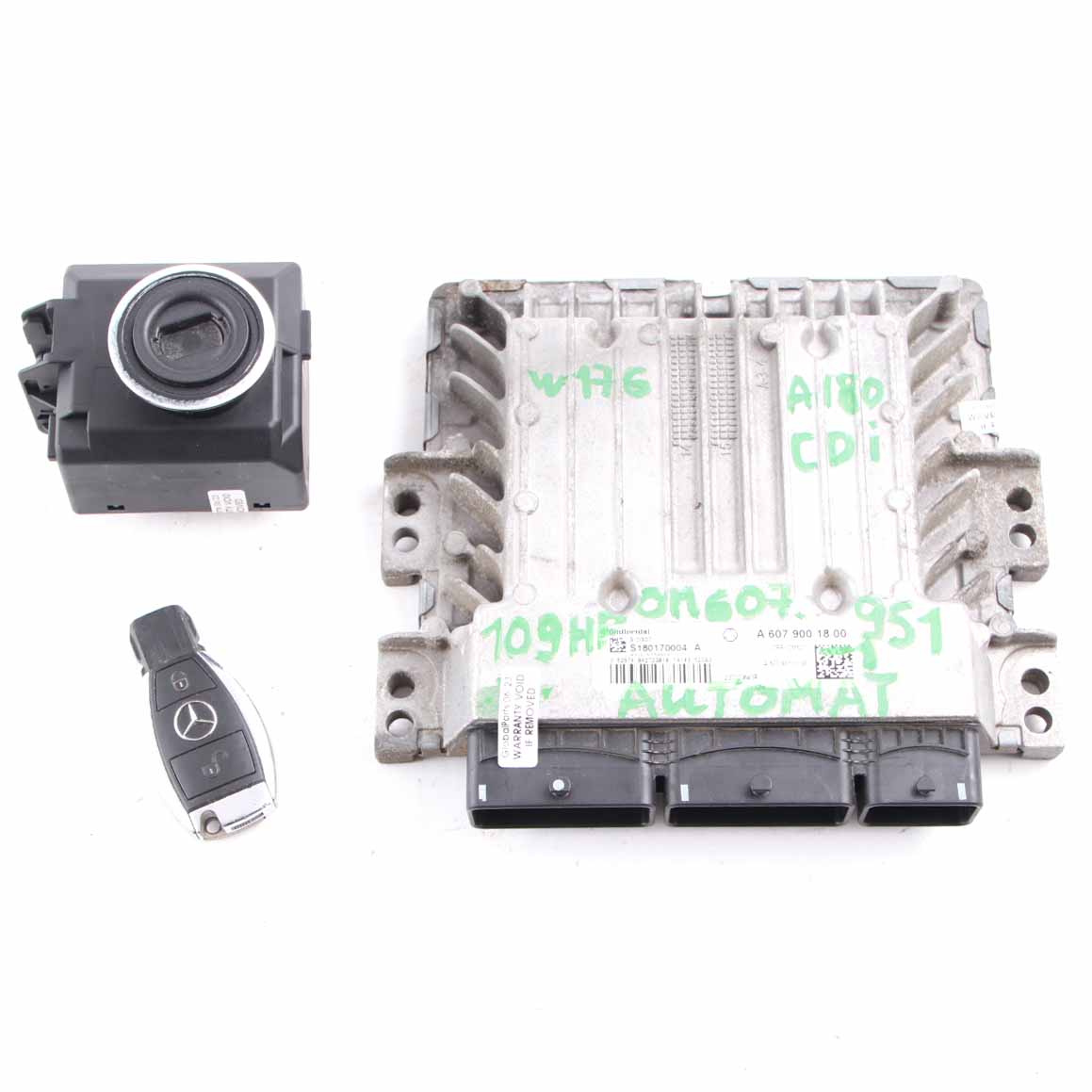 Mercedes W176 A180 CDI OM607.951 109HP Engine ECU Kit A6079001800 + Key + Lock