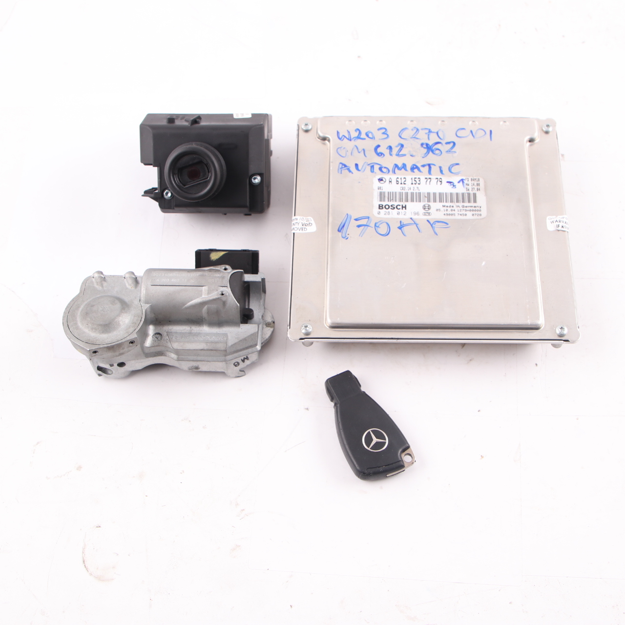 Mercedes W203 W209 270CDI OM612.962 170HP Engine ECU Kit A6121537779 Key Lock