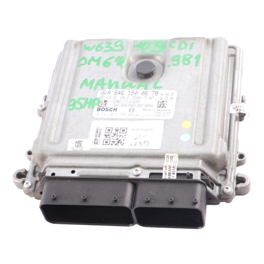 Mercedes Vito W639 109 CDI 646.981 95HP Engine Unit ECU A6461500678 Manual