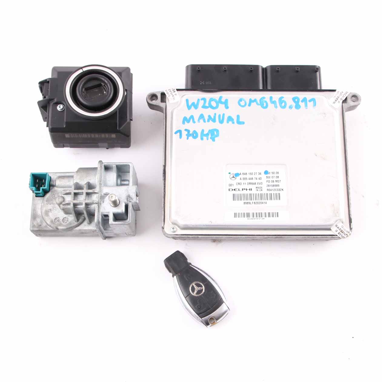 Mercedes W204 C220 CDI 170HP M646.811 Engine Unit ECU Kit A6461503734 Key Lock