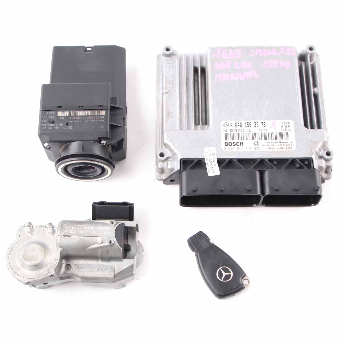 Mercedes W639 Vito OM646.982 109HP Engine Module ECU Kit A6461503278 Key Lock