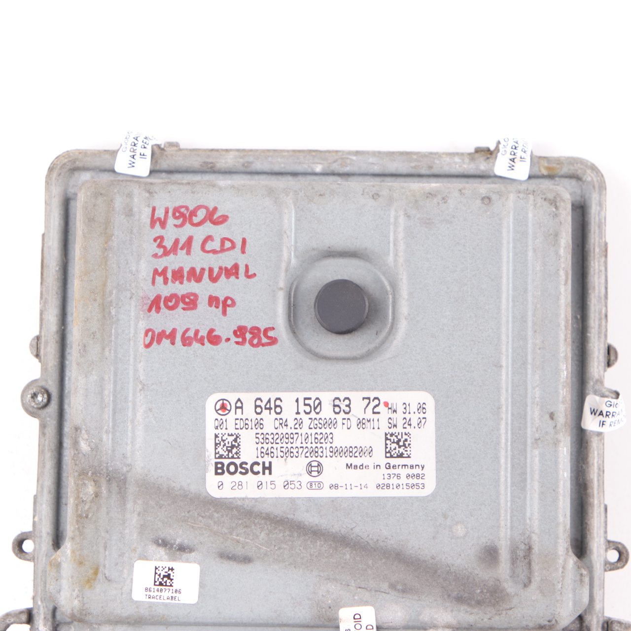 Mercedes W906 311 CDI 109HP OM646.985 Diesel Engine Control Unit ECU A6461506372