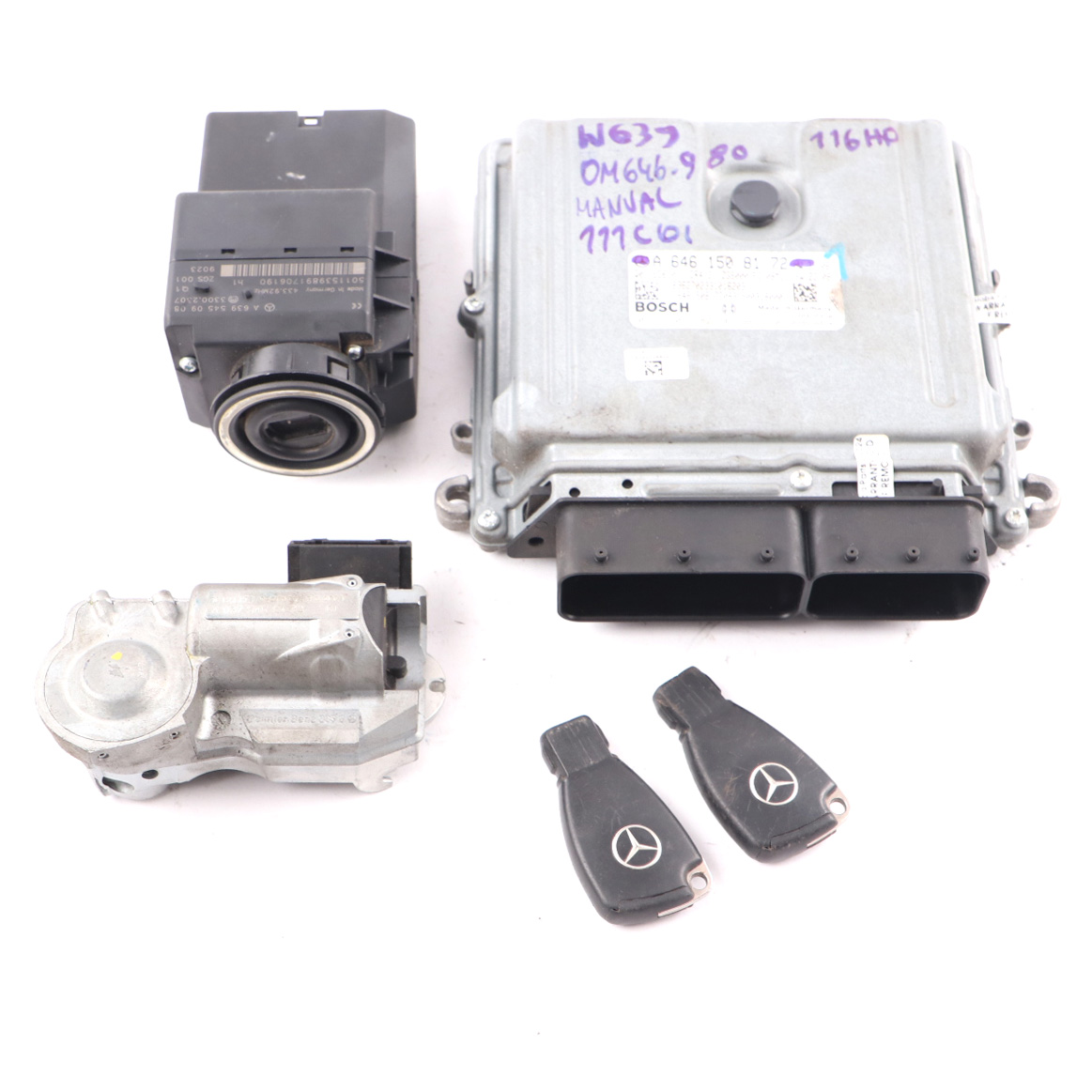 Mercedes Vito W639 116HP 646.980 Engine Unit ECU Kit A6461508172 Key Lock Manual