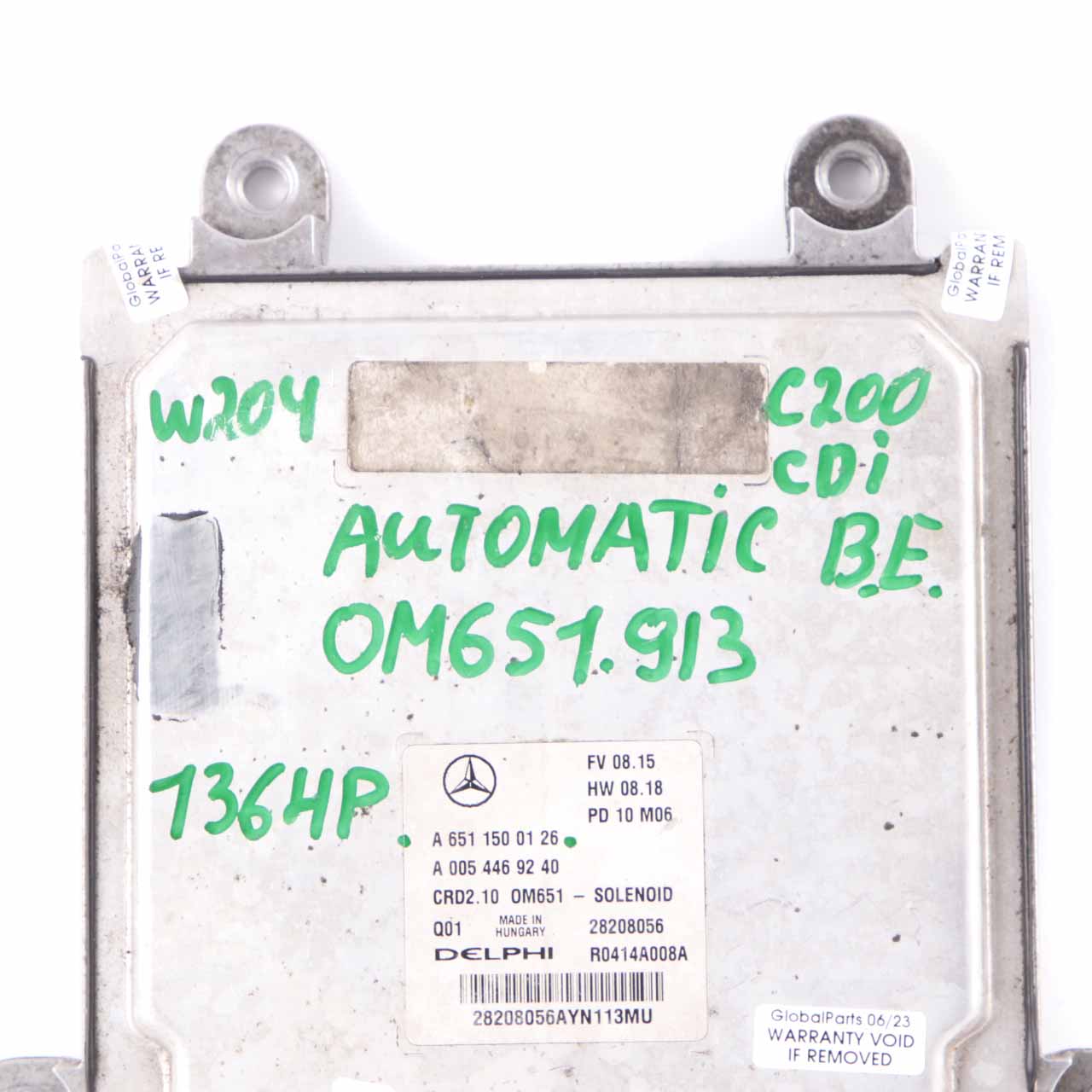 Mercedes W204 C200CDI BlueEFFICIENCY OM651.913 Engine ECU Module A6511500126