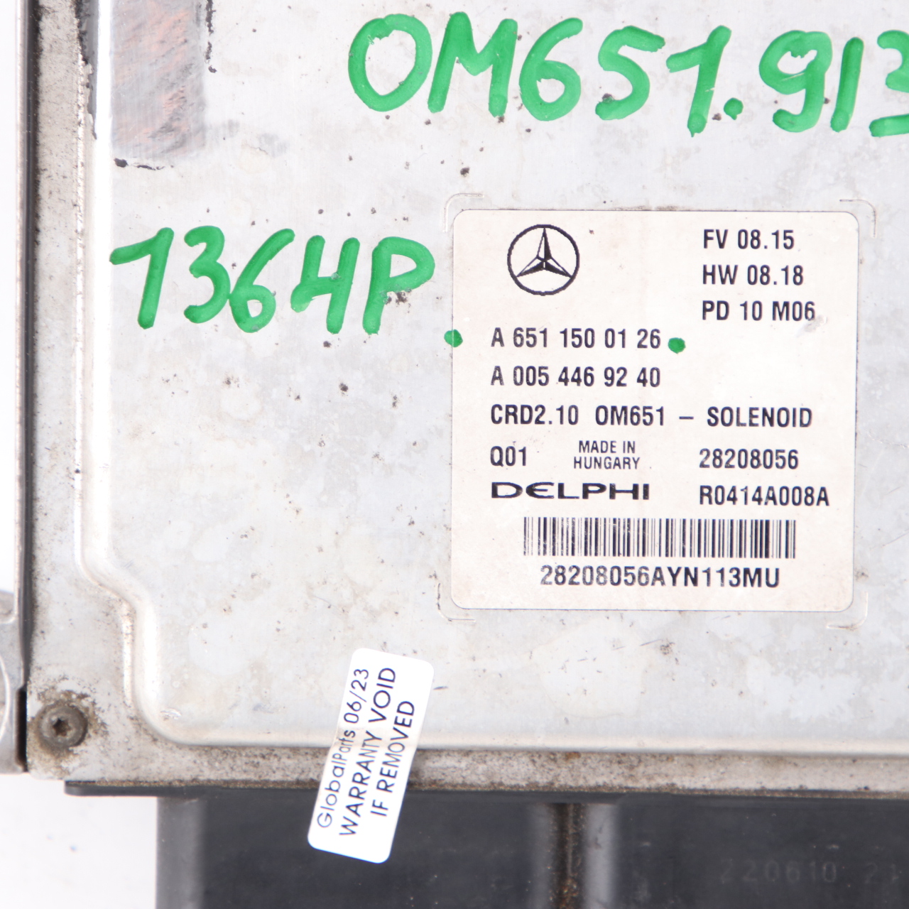 Mercedes W204 C200CDI BlueEFFICIENCY OM651.913 Engine ECU Module A6511500126