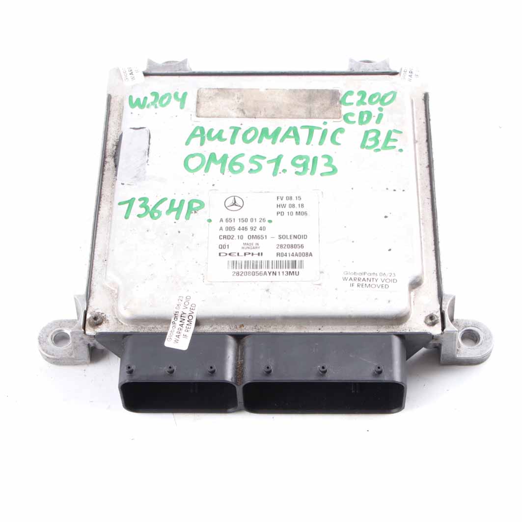 Mercedes W204 C200CDI BlueEFFICIENCY OM651.913 Engine ECU Module A6511500126