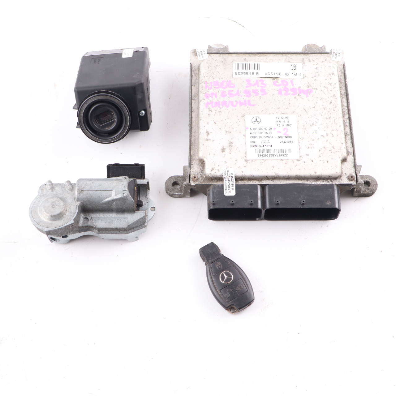 Mercedes W906 313 CDI OM651.955 129HP Diesel Engine ECU Kit A6519000700 Key Lock