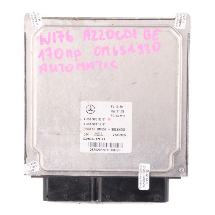 Mercedes W176 A220 CDI BlueEFFICIENCY 651.930 170HP Engine Unit ECU A6519003001