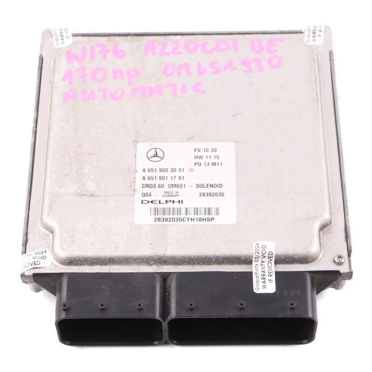 Mercedes W176 A220 CDI BlueEFFICIENCY 651.930 170HP Engine Unit ECU A6519003001