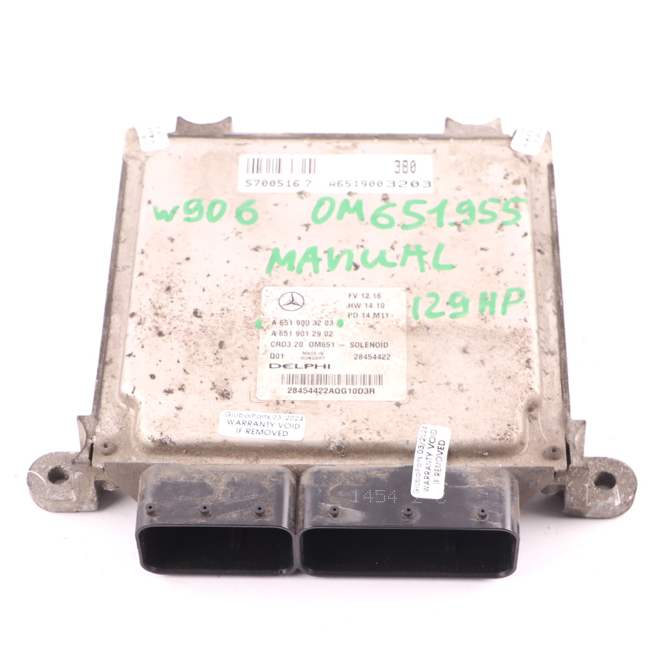 Mercedes W906 313 CDI OM651.955 129HP Diesel Engine ECU A6519003203 Manual