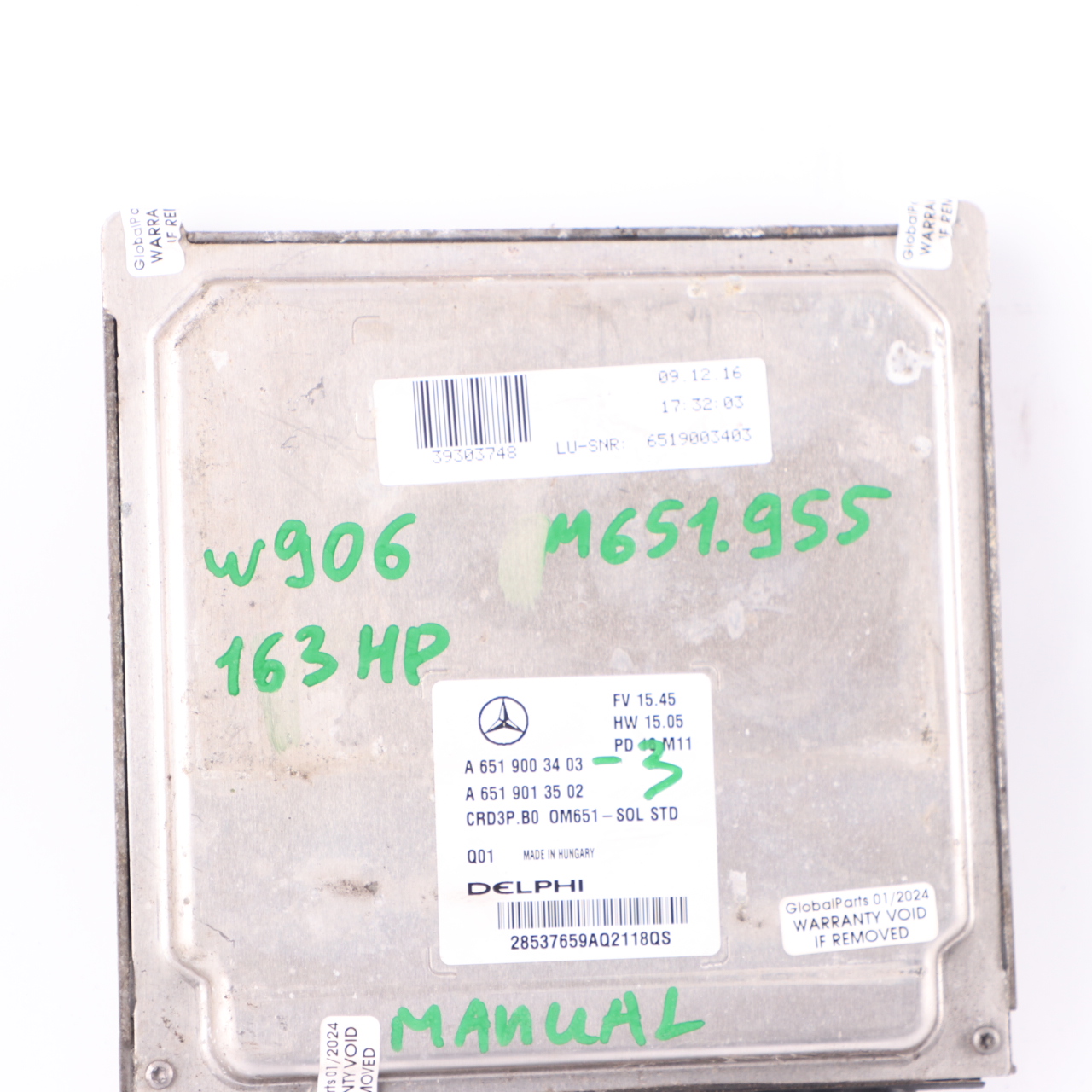 Mercedes Sprinter W906 OM651.955 163HP Engine Unit Module ECU A6519003403 Manual