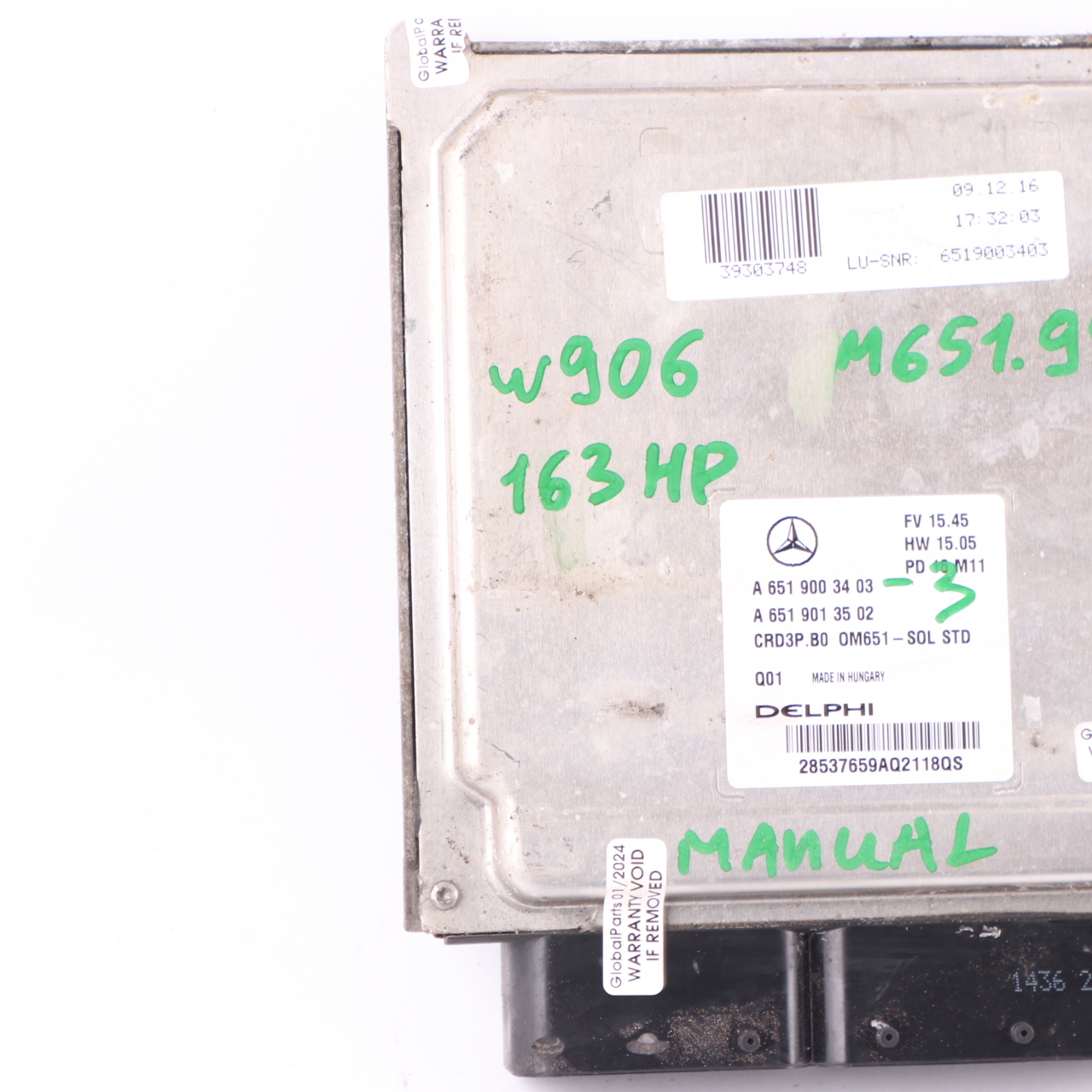 Mercedes Sprinter W906 OM651.955 163HP Engine Unit Module ECU A6519003403 Manual