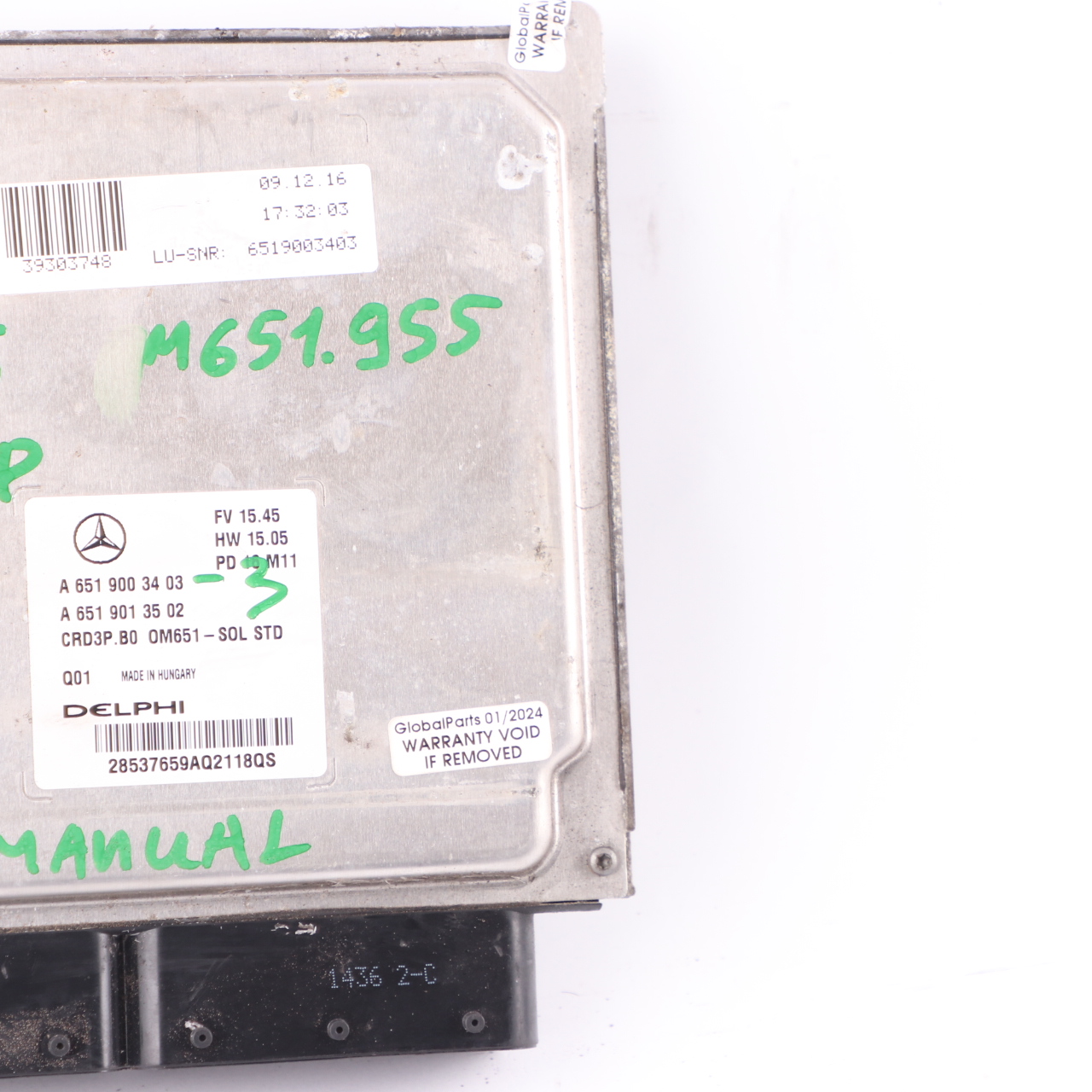 Mercedes Sprinter W906 OM651.955 163HP Engine Unit Module ECU A6519003403 Manual