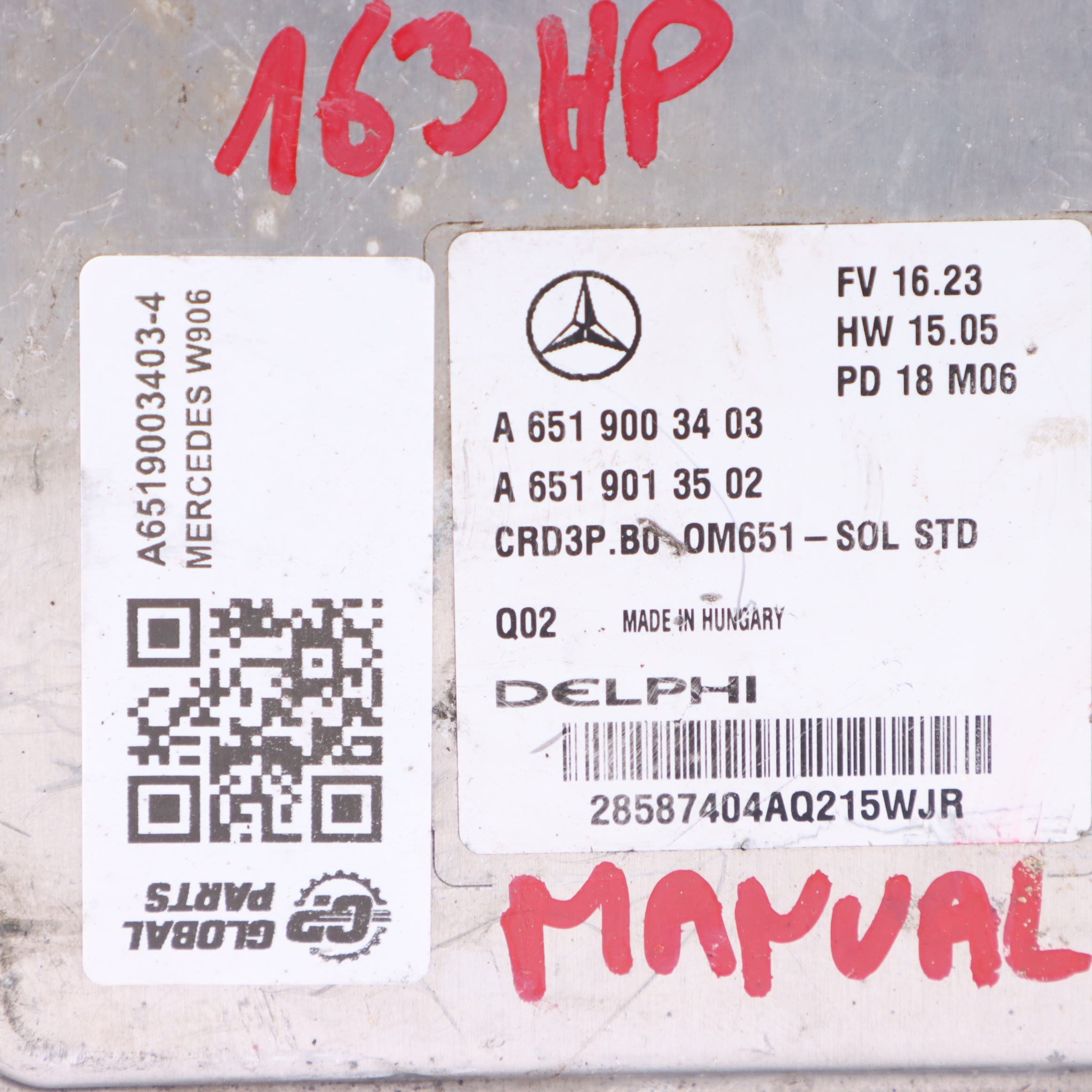 Mercedes Sprinter W906 OM651.955 163HP Engine Unit Module ECU A6519003403 Manual