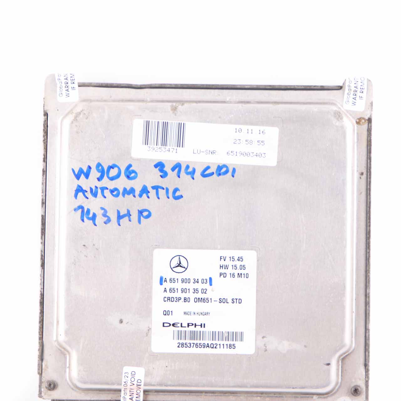 Mercedes W906 314 CDI OM651 143HP Engine Unit Module ECU Automatic A6519003403