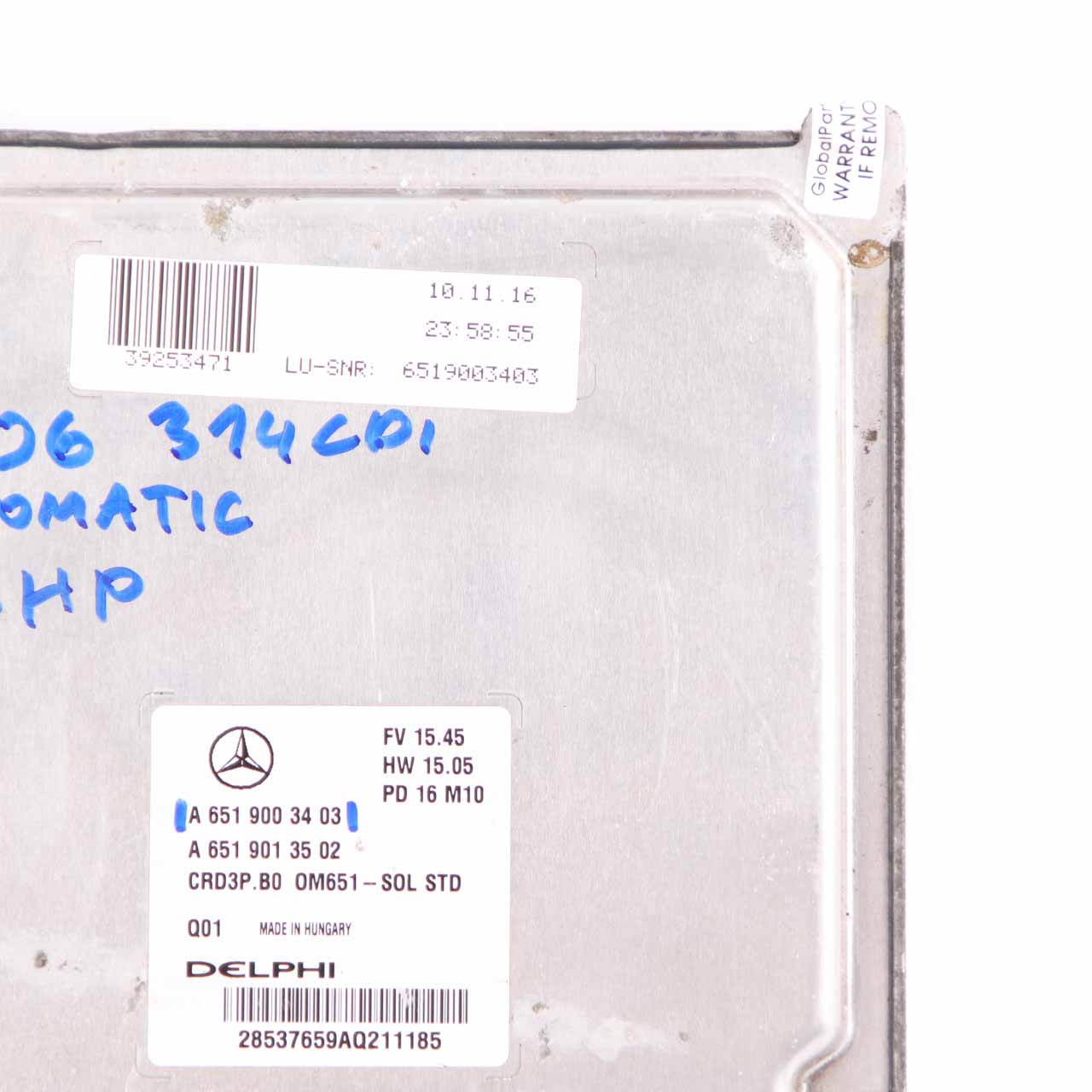 Mercedes W906 314 CDI OM651 143HP Engine Unit Module ECU Automatic A6519003403