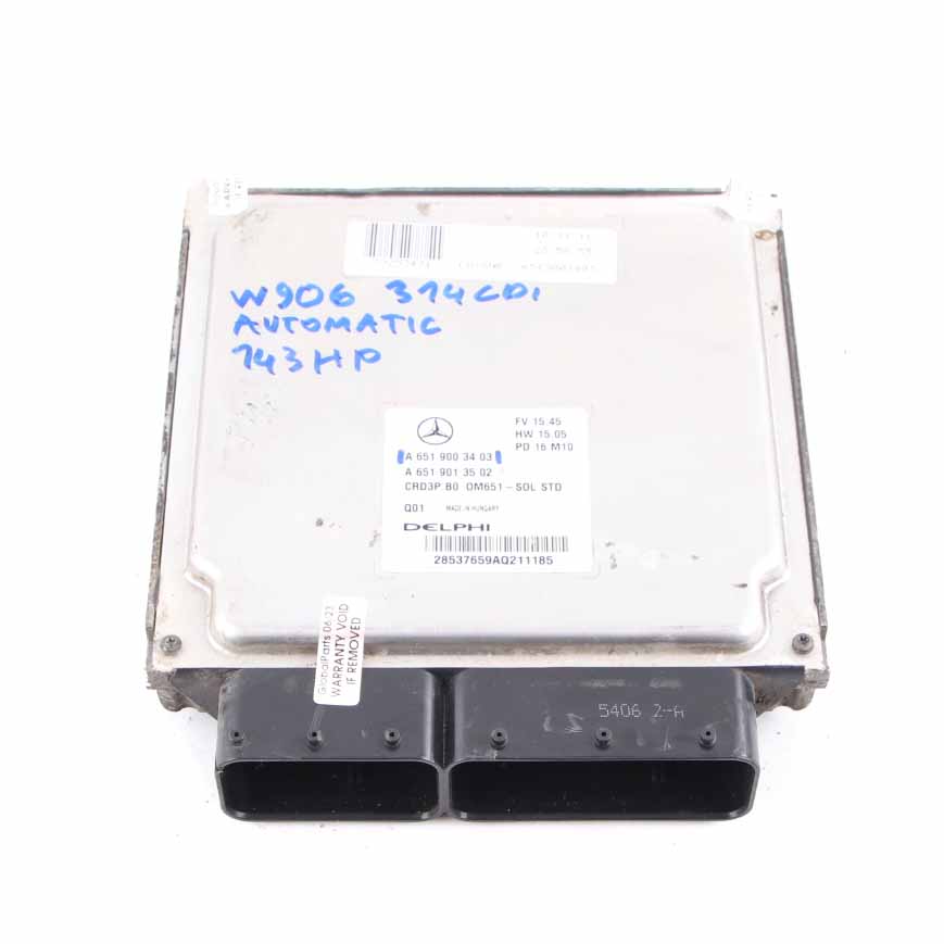 Mercedes W906 314 CDI OM651 143HP Engine Unit Module ECU Automatic A6519003403