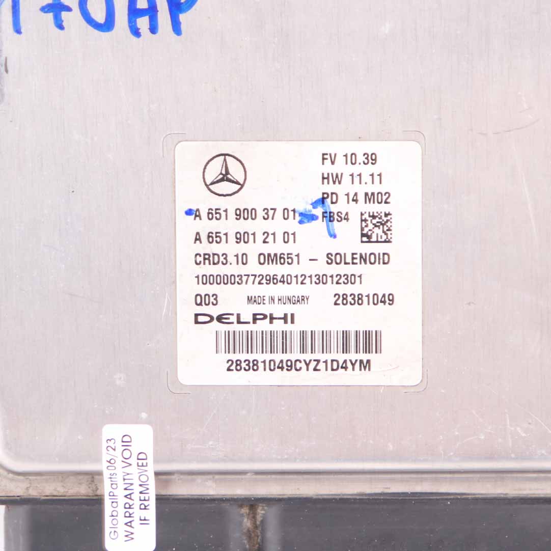 Mercedes W212 OM651.924 E220CDI 170HP Engine ECU Kit + Key + Lock A6519003701