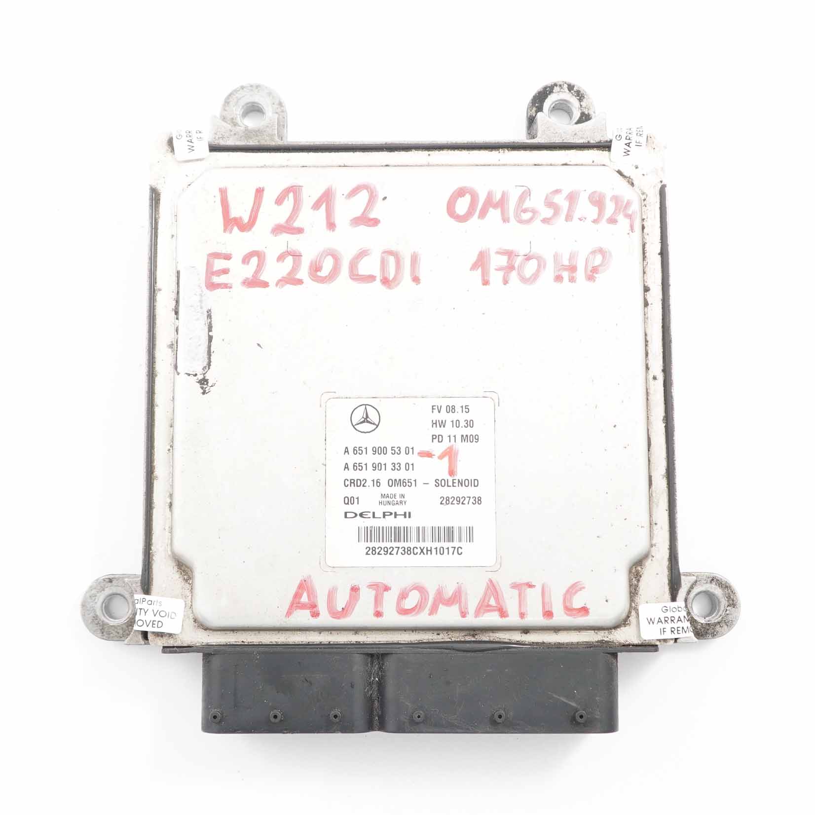 Mercedes W212 E220CDI OM651.924 Engine Unit Module ECU Kit Key Lock A6519005301