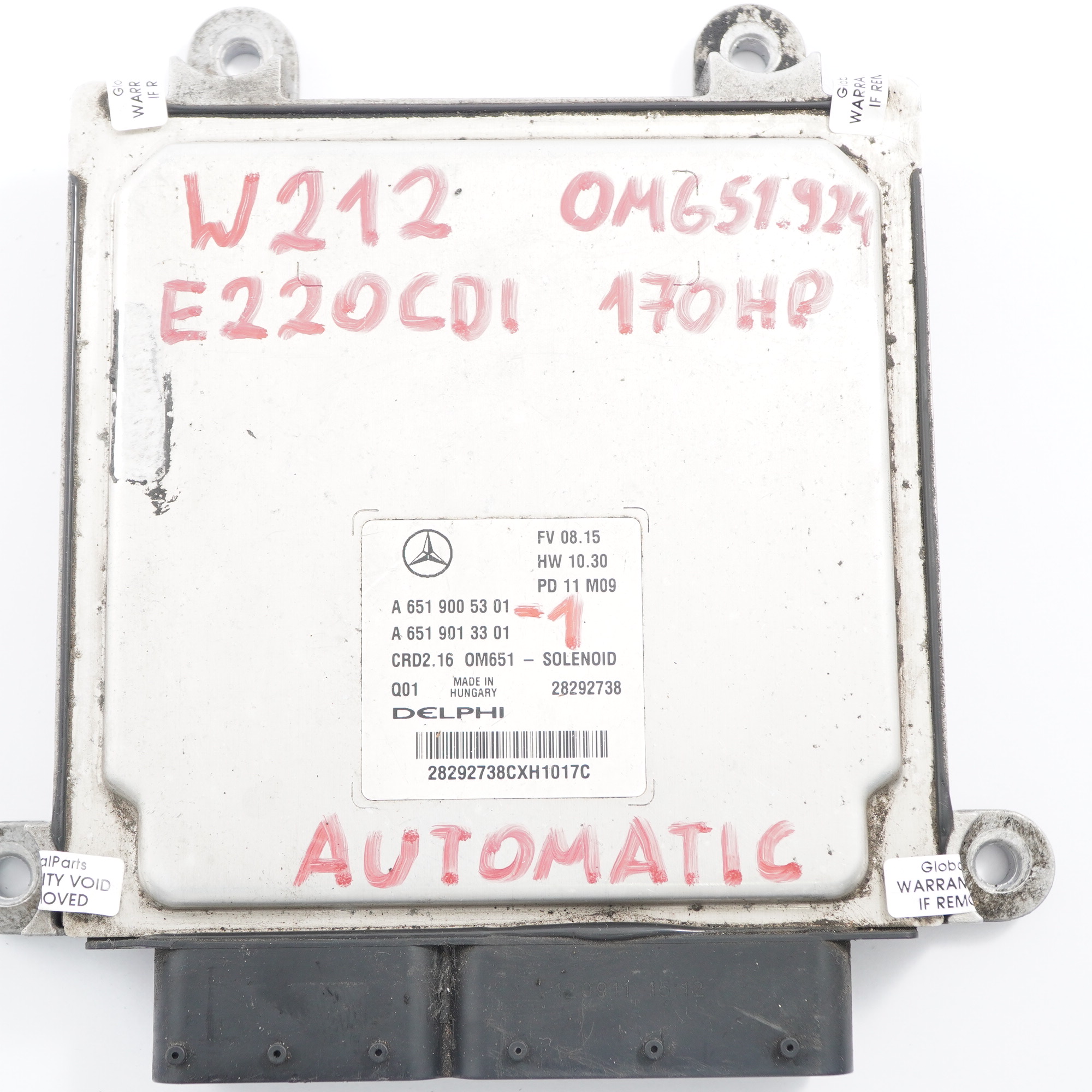 Mercedes W212 E220CDI OM651.924 Engine Unit Module ECU Kit Key Lock A6519005301