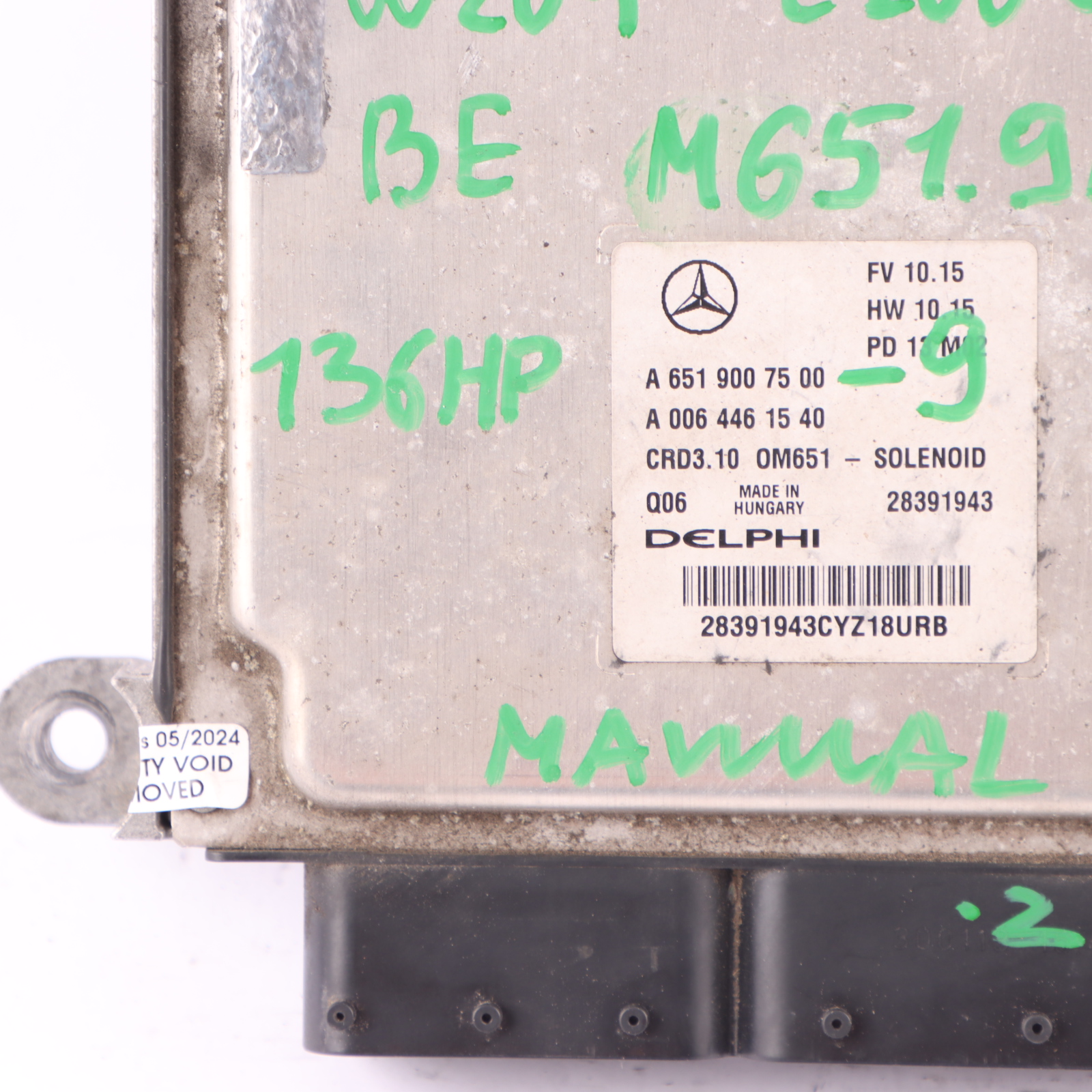 Mercedes W204 C200 CDI BlueEFFICIENCY 651.913 136HP ECU Kit A6519007500 Key Lock