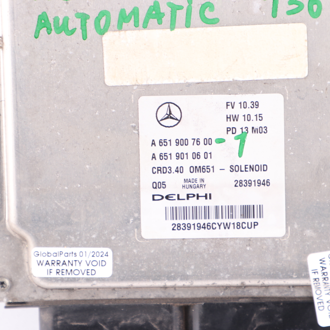 Mercedes W176 A200CDI OM651.901 136HP Engine Module ECU Kit A6519007600 Key Lock