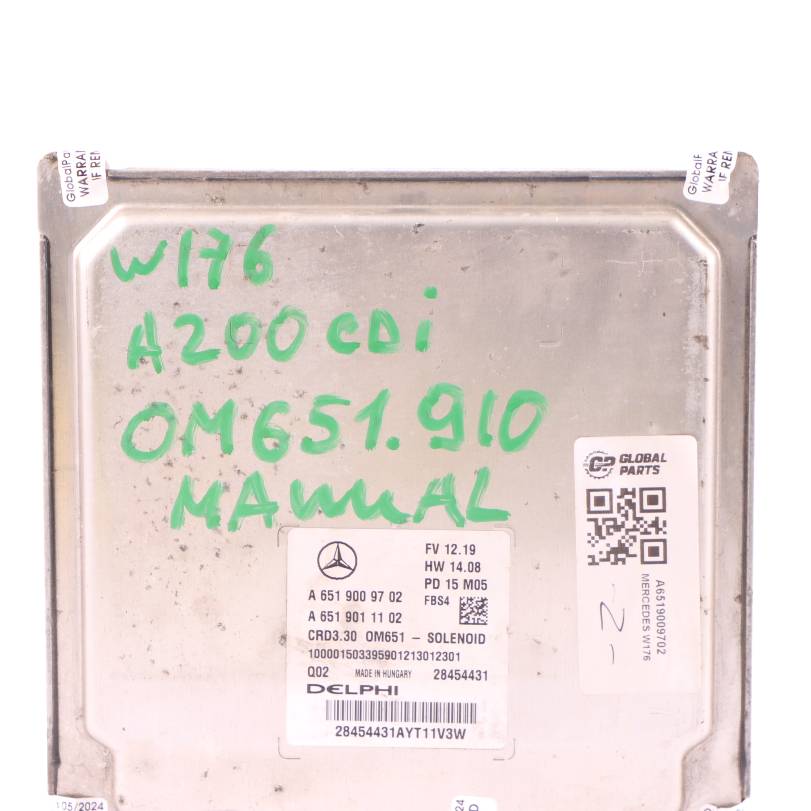 Mercedes W176 W246 200 CDI 651.930 136HP Engine Unit ECU A6519009702 Manual