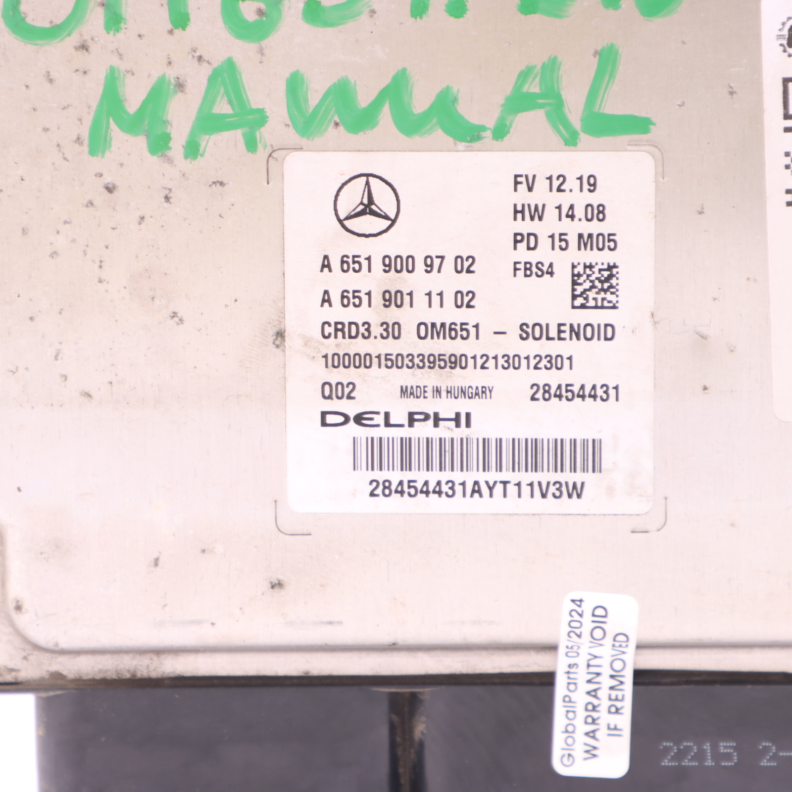 Mercedes W176 W246 200 CDI 651.930 136HP Engine Unit ECU A6519009702 Manual