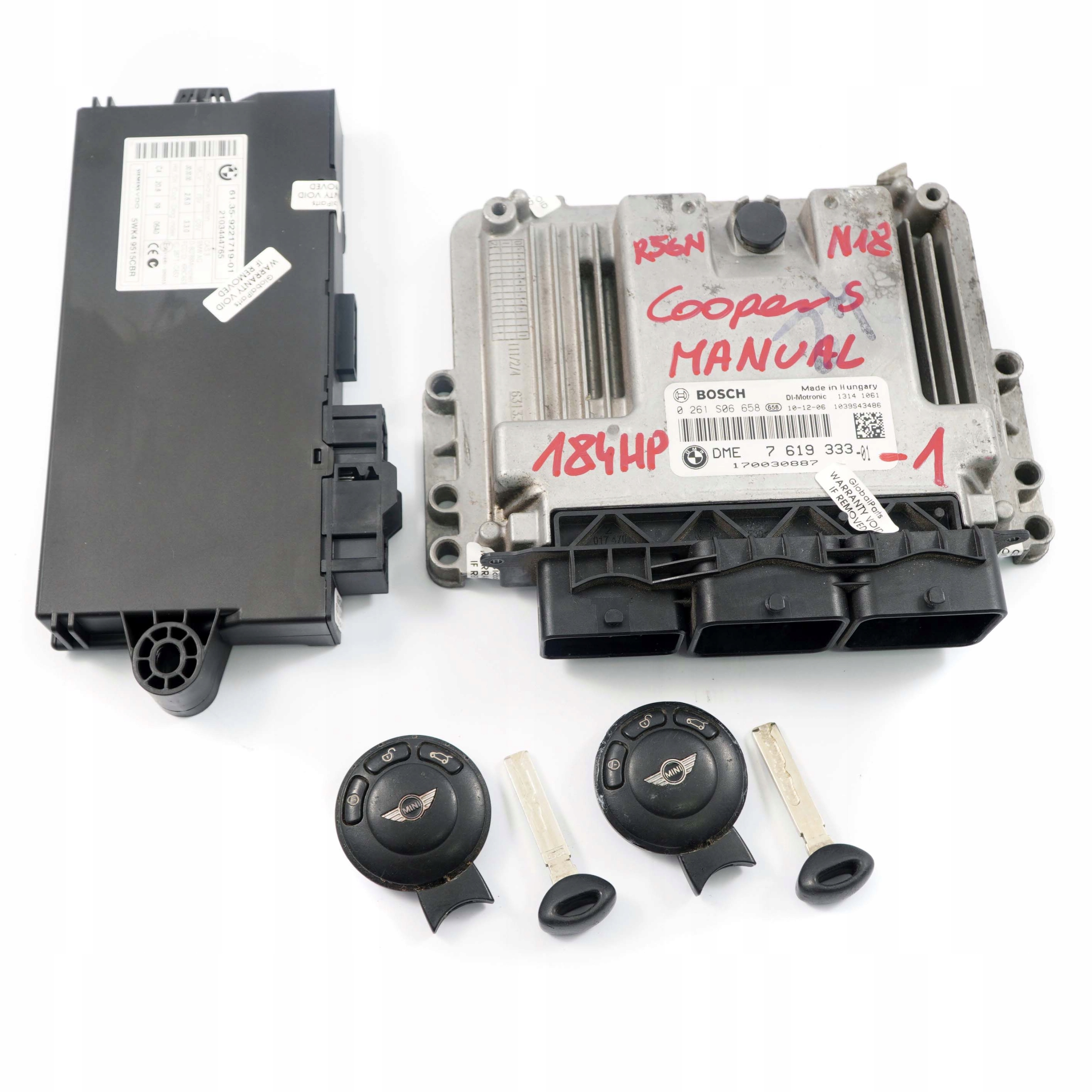 Mini Cooper S R55 R56 LCI N18 1.6 184HP ECU Kit DME 7619333 + CAS3 + Key Manual