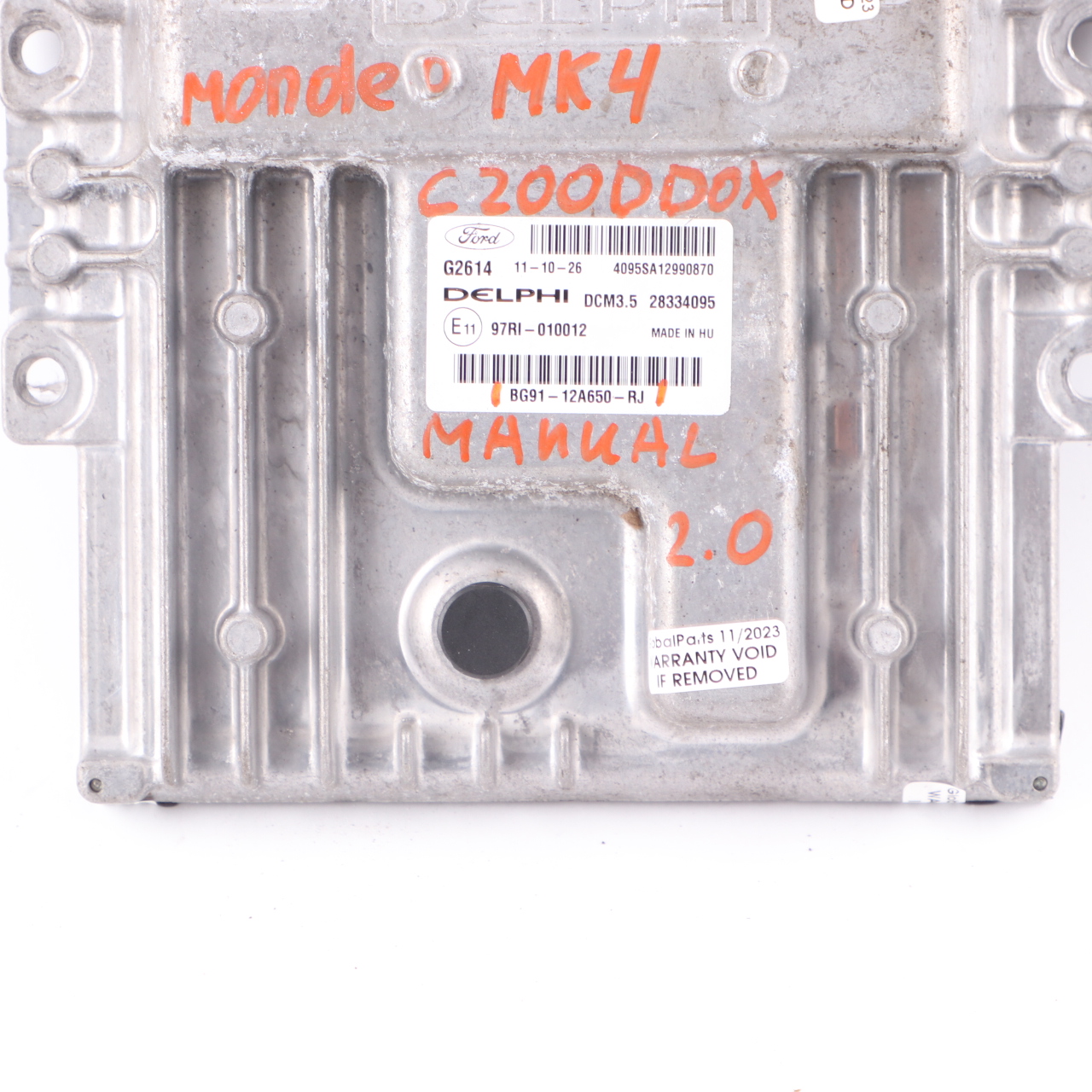 Ford Mondeo MK4 2.0 TDCi DW10C Engine Unit Module ECU BG91-12A650-RJ Manual