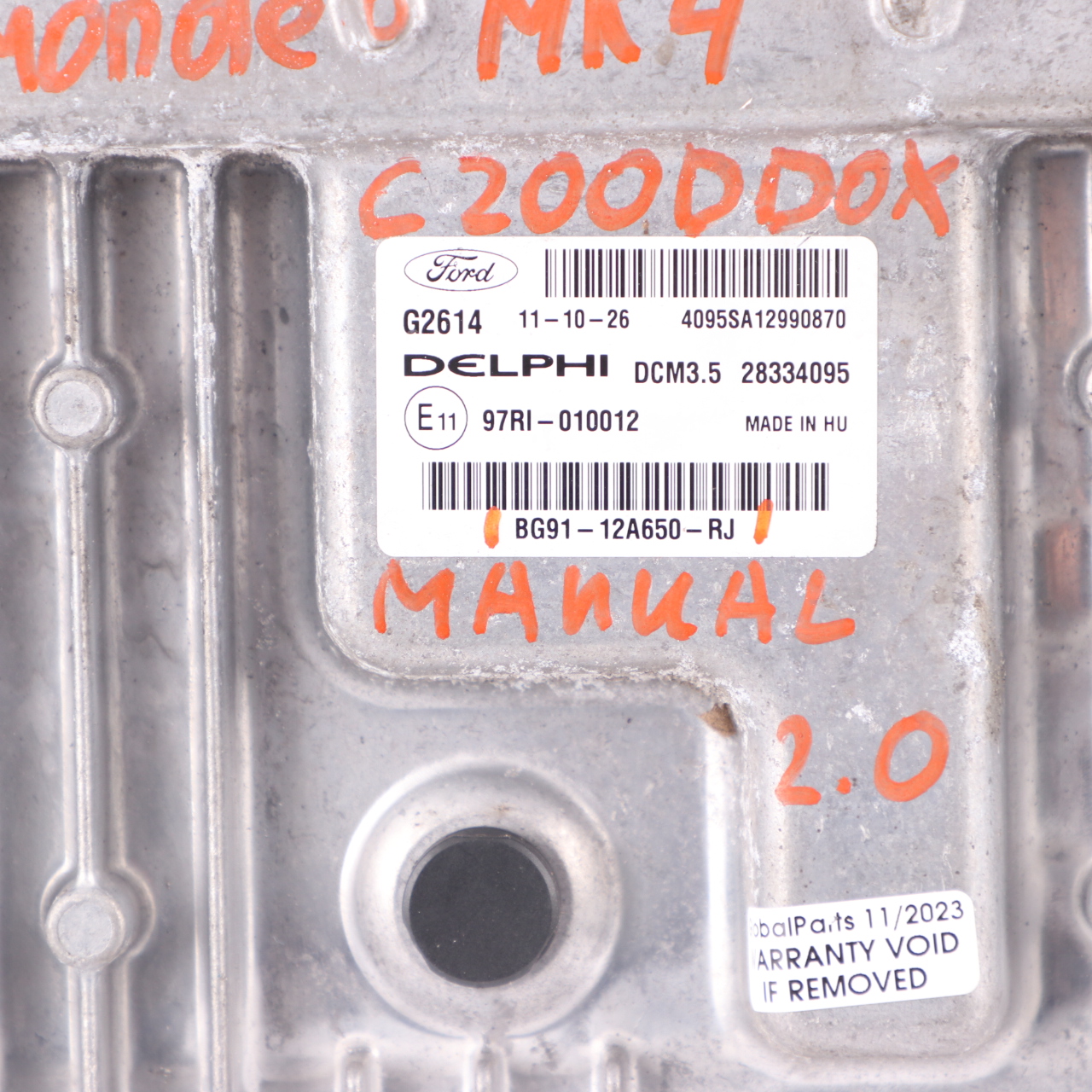 Ford Mondeo MK4 2.0 TDCi DW10C Engine Unit Module ECU BG91-12A650-RJ Manual